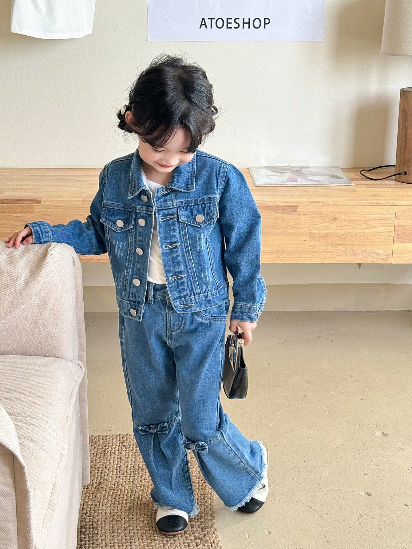 Young Girls Denim Two-piece Outfits