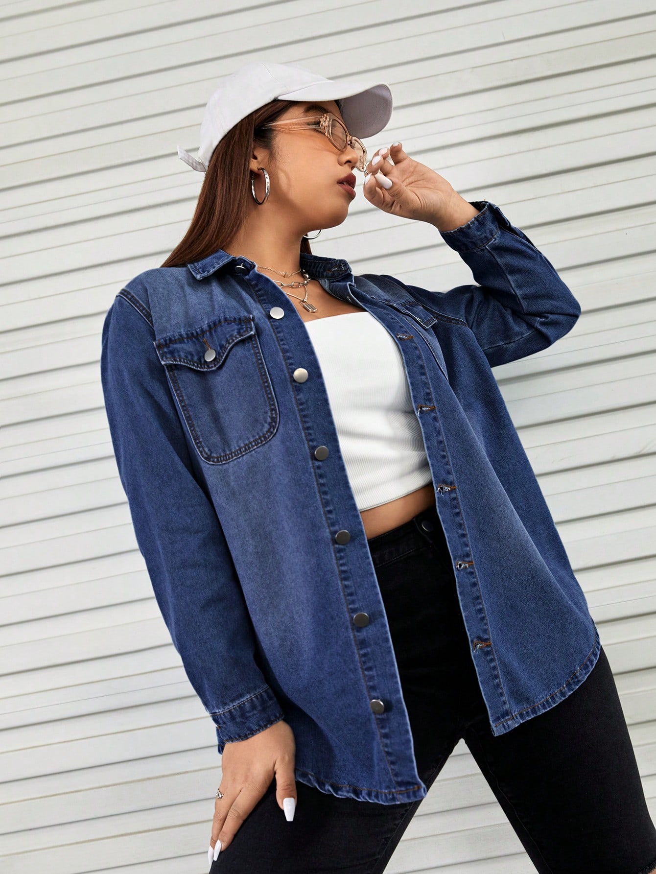 In Blue Plus Size Denim Tops