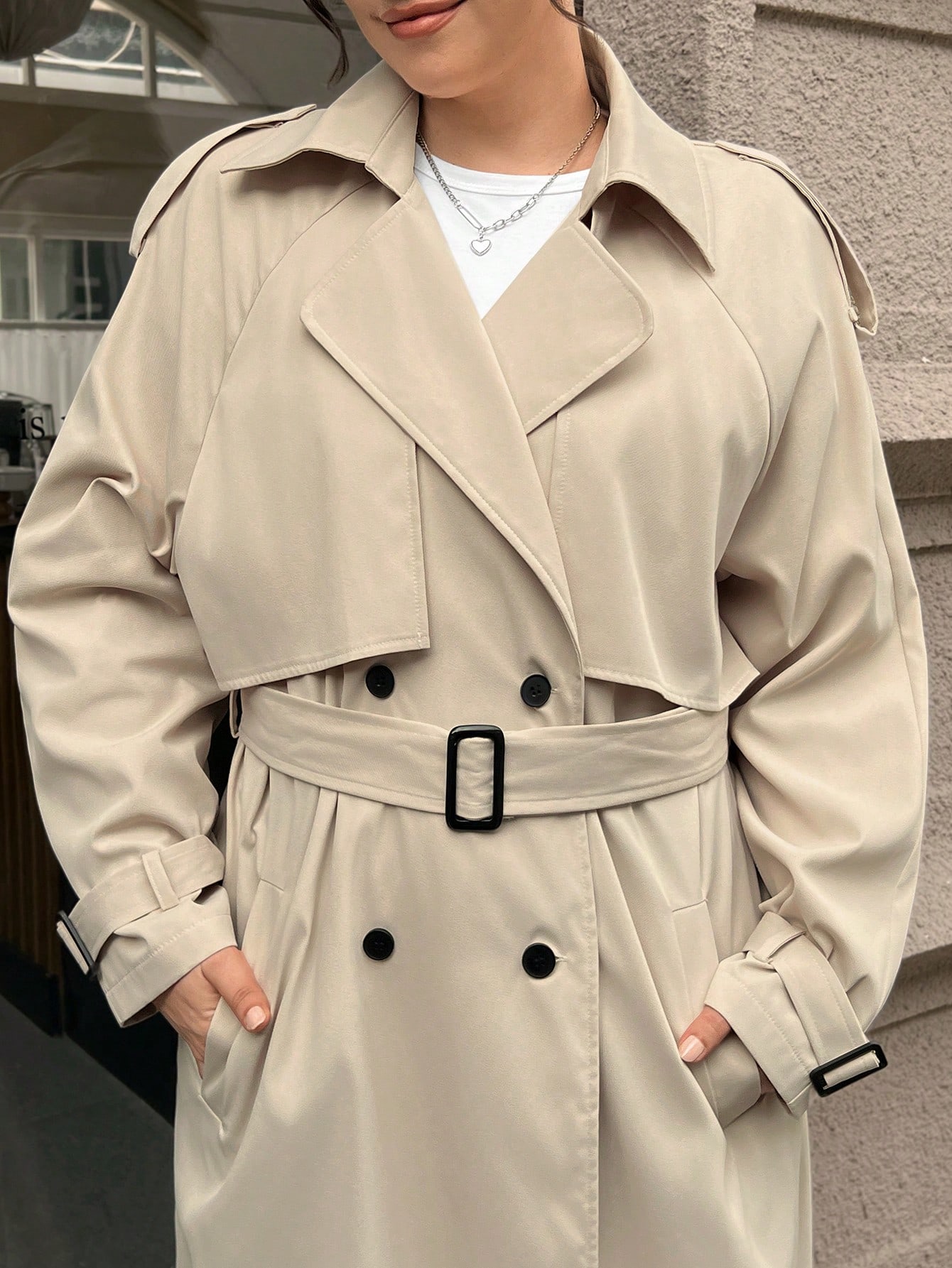 In Long Sleeve Plus Size Trench Coats