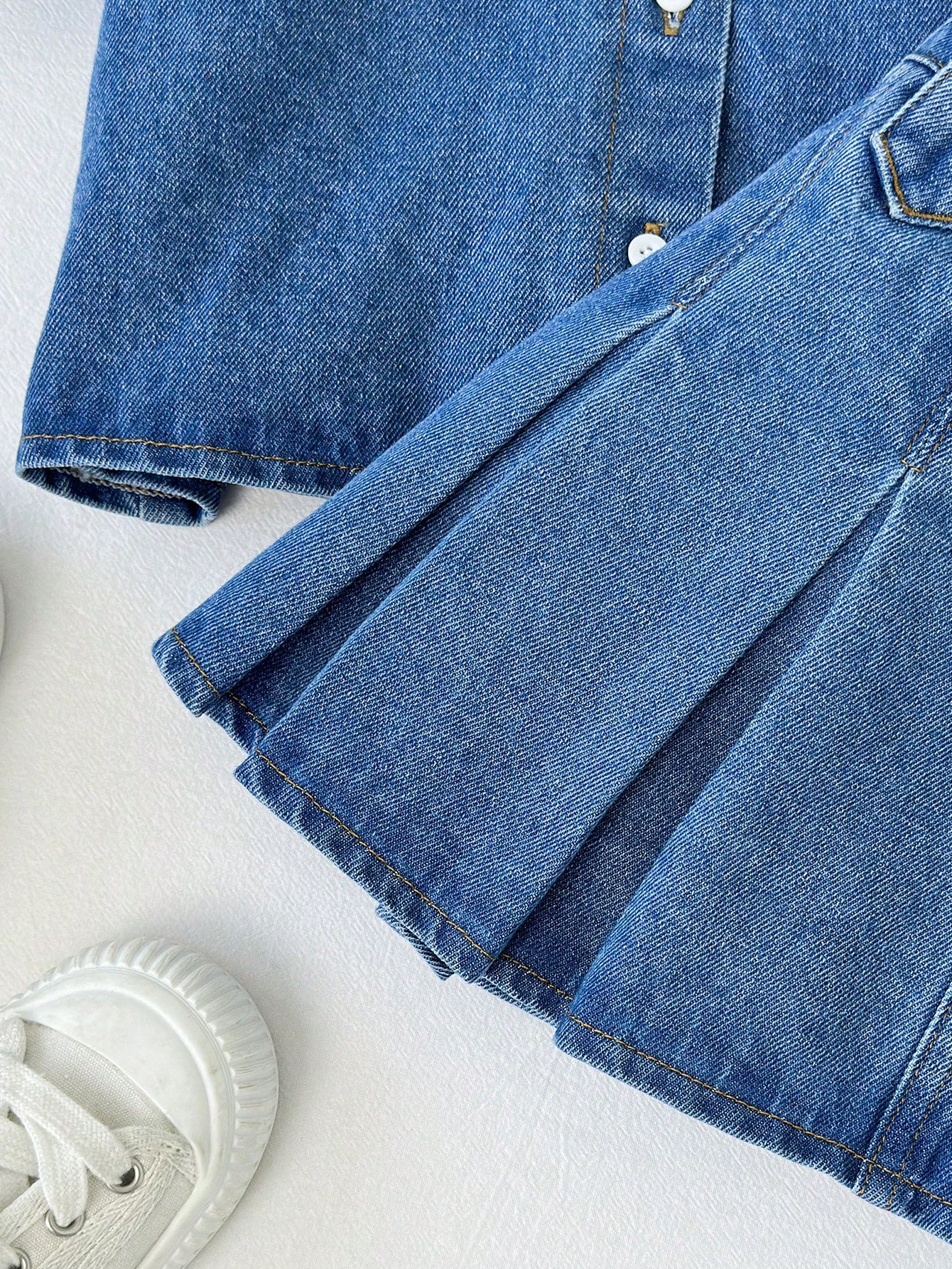 Young Girls Denim Two-piece Outfits