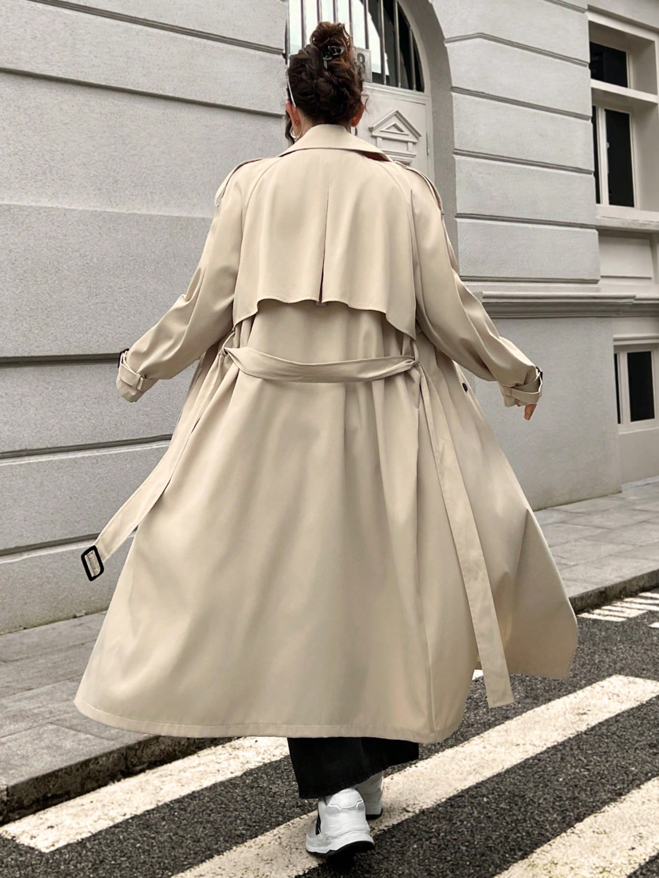 In Long Sleeve Plus Size Trench Coats