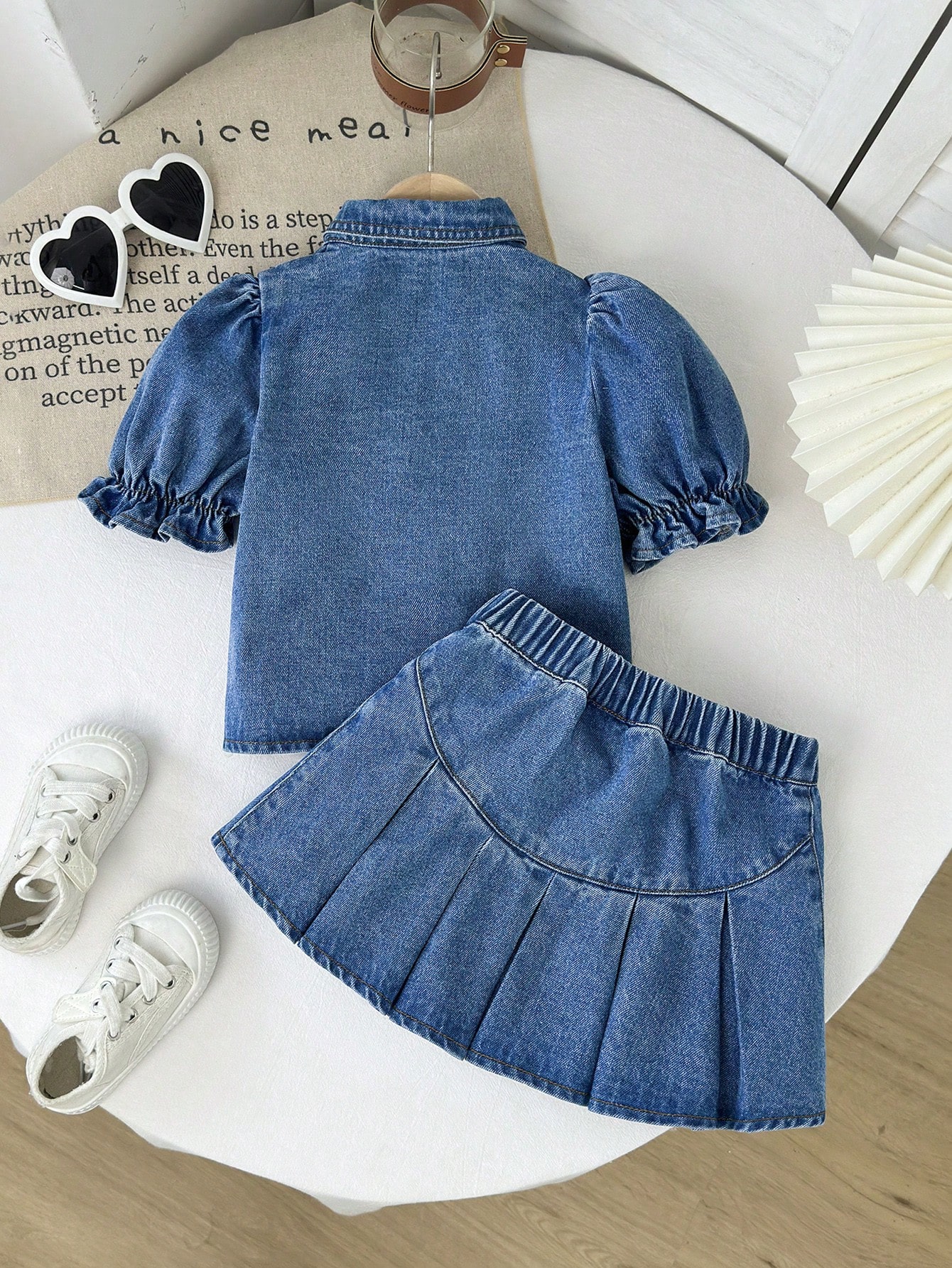 Young Girls Denim Two-piece Outfits