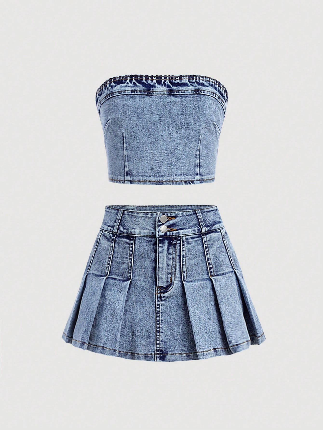 Tween Girls Denim Two-piece Outfits