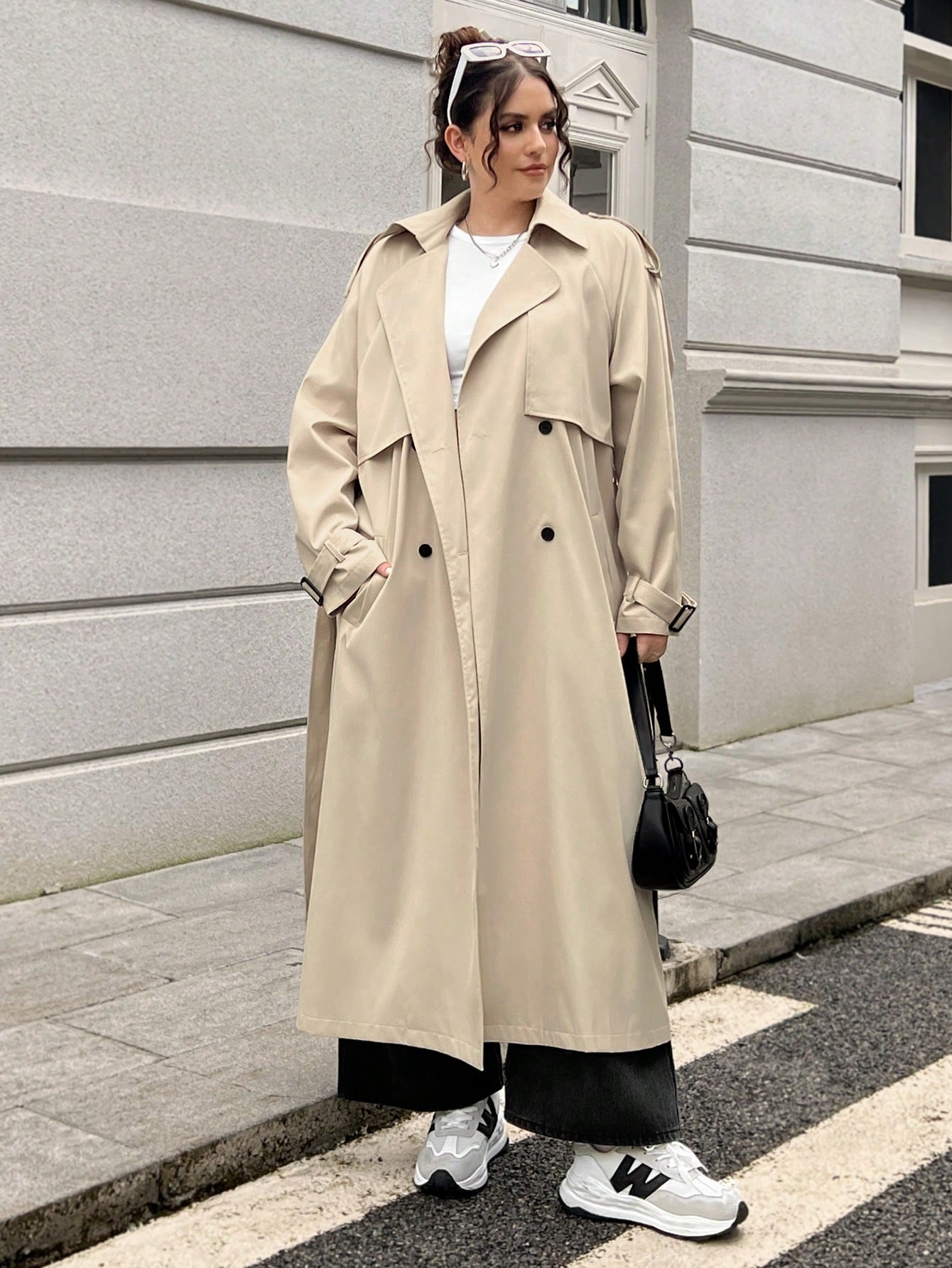 In Long Sleeve Plus Size Trench Coats