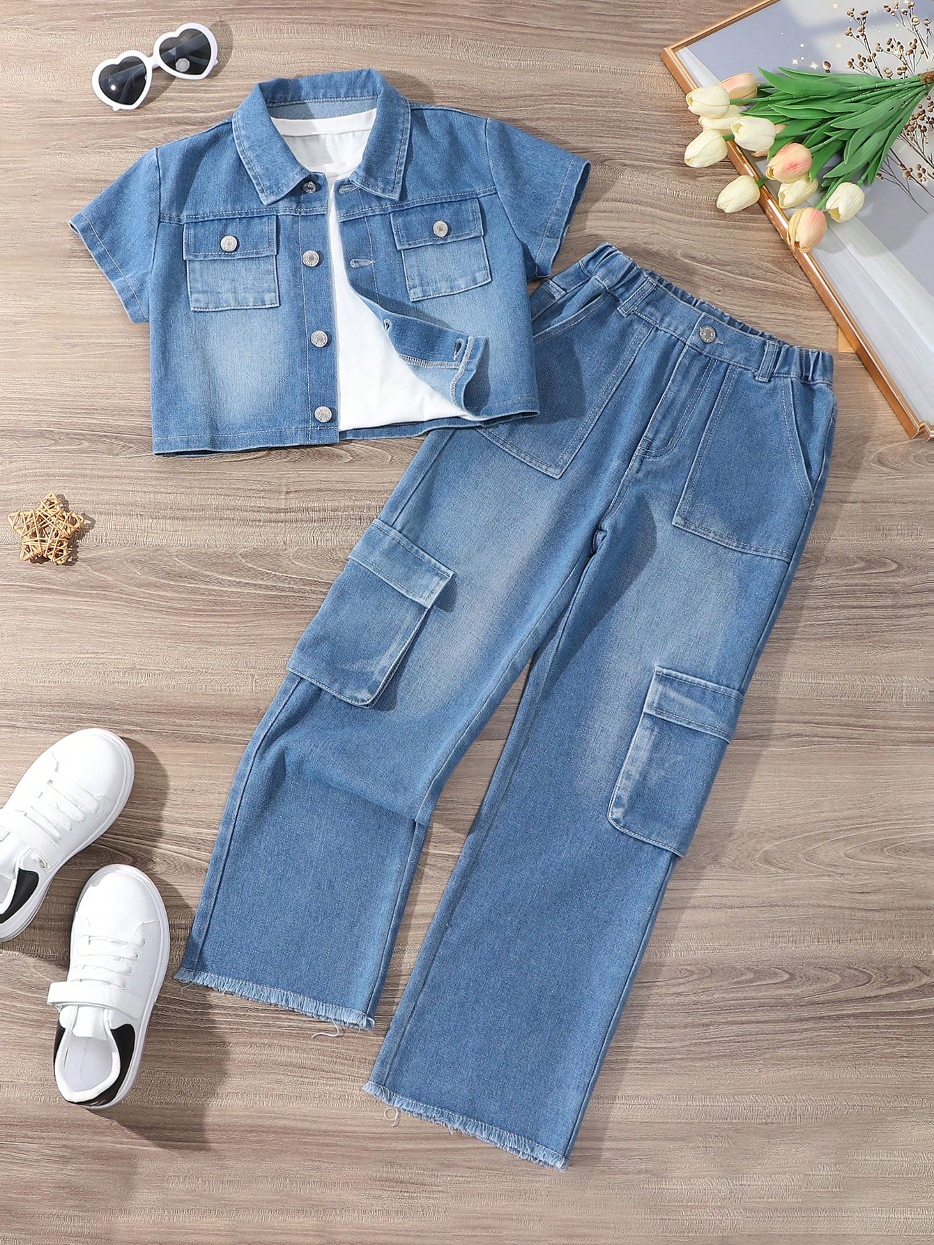 Tween Girls Denim Two-piece Outfits