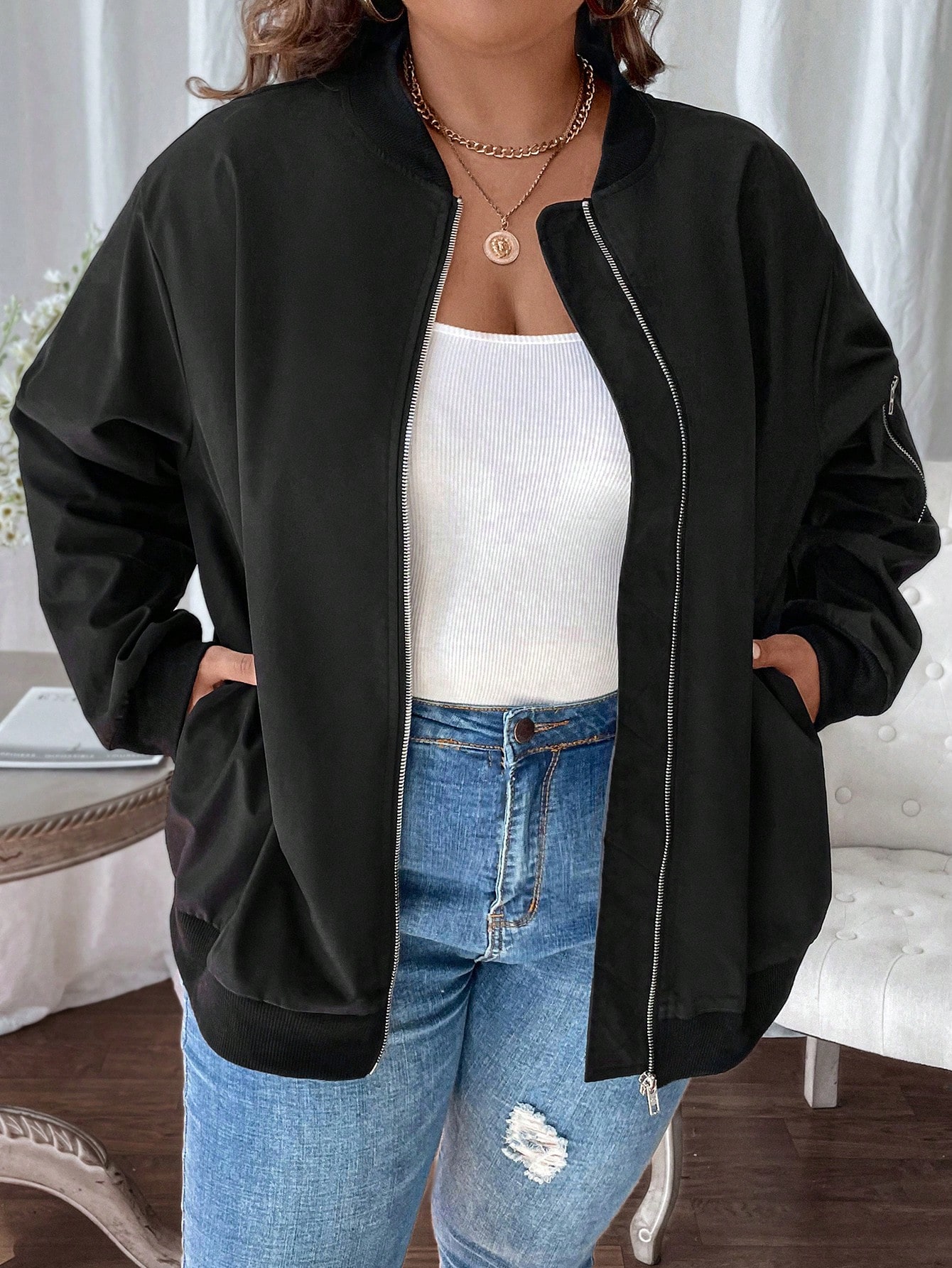 In Black Plus Size Jackets