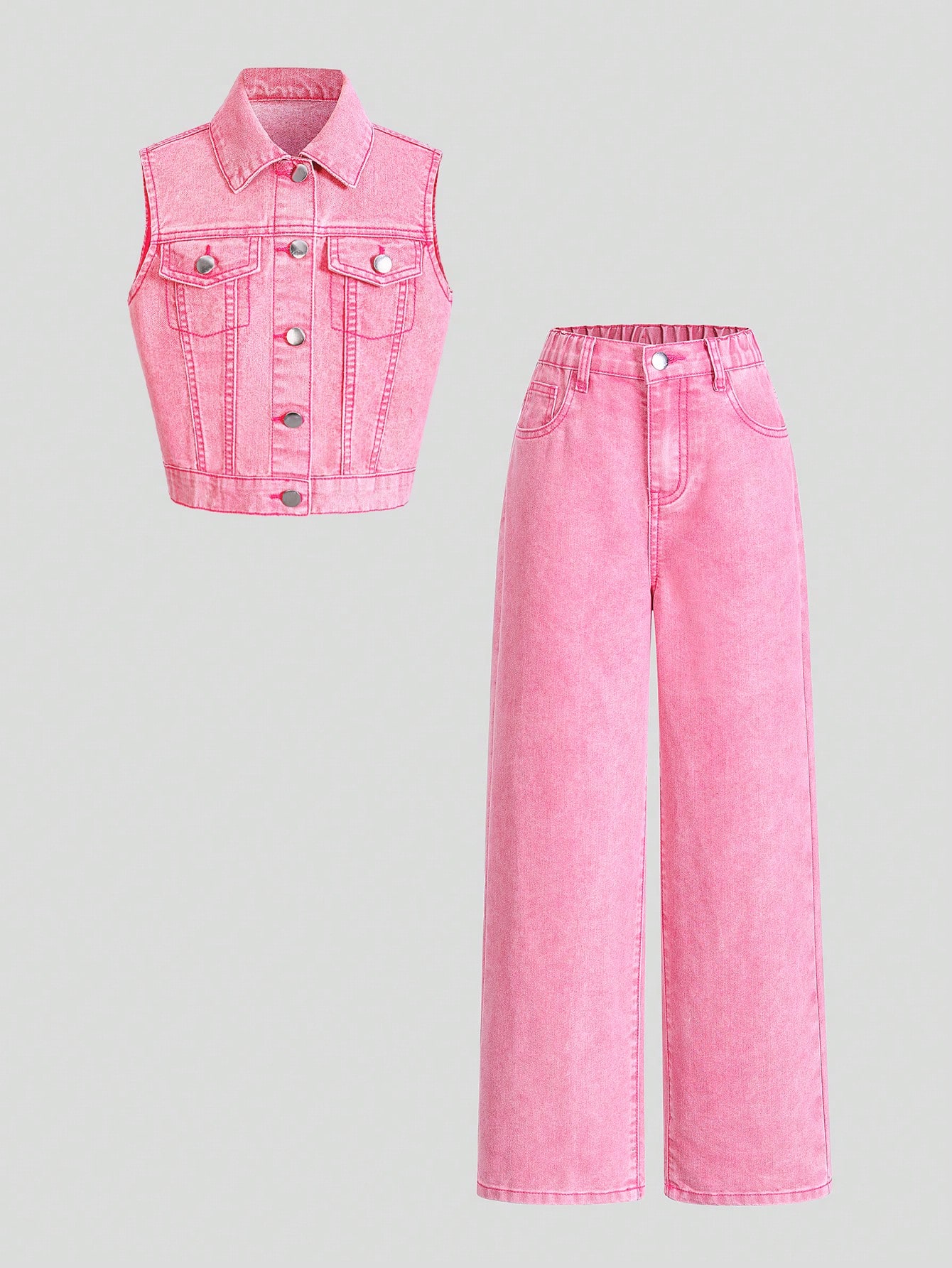 Tween Girls Denim Two-piece Outfits