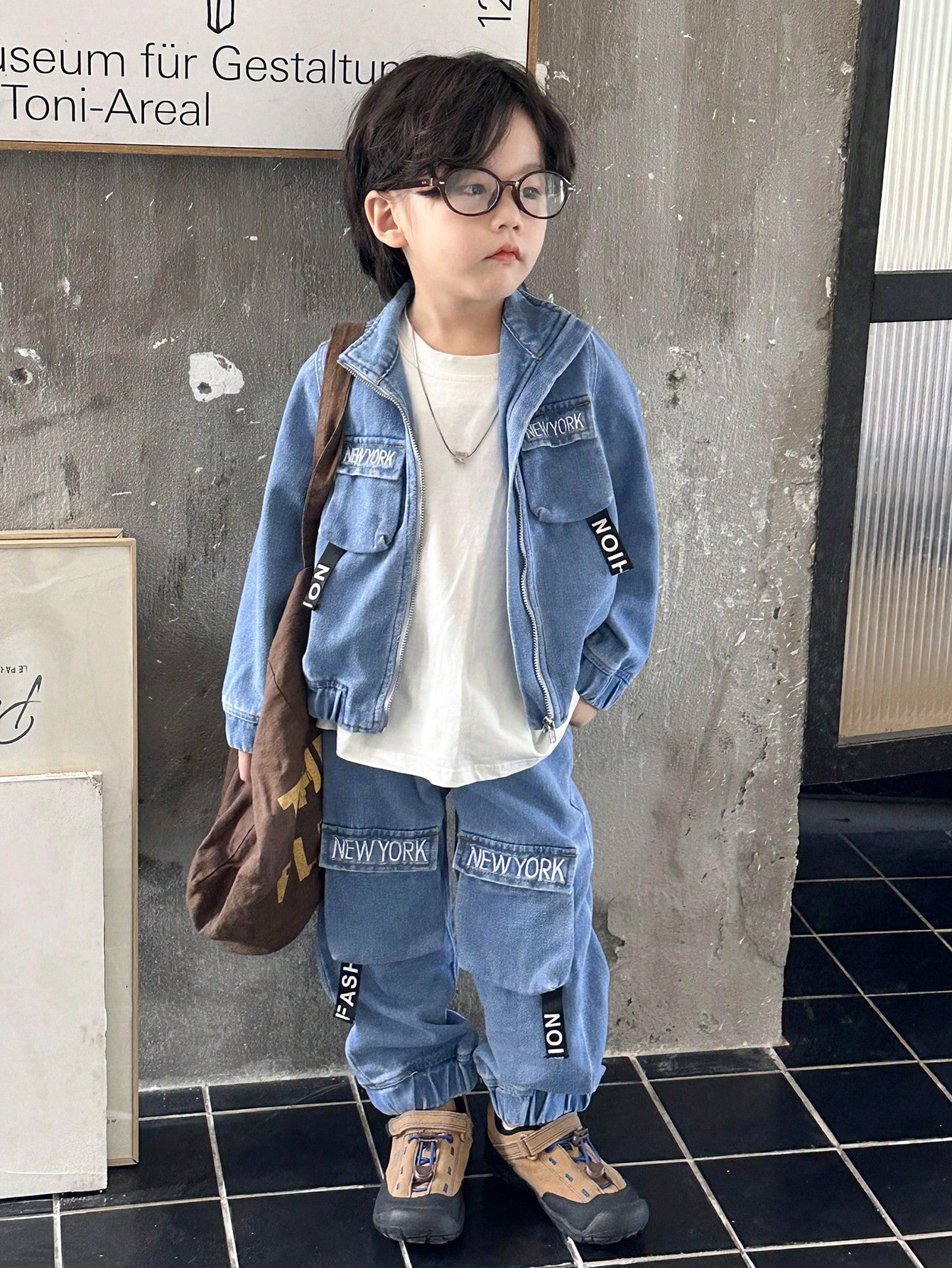 Young Boys Denim Two-piece Outfits