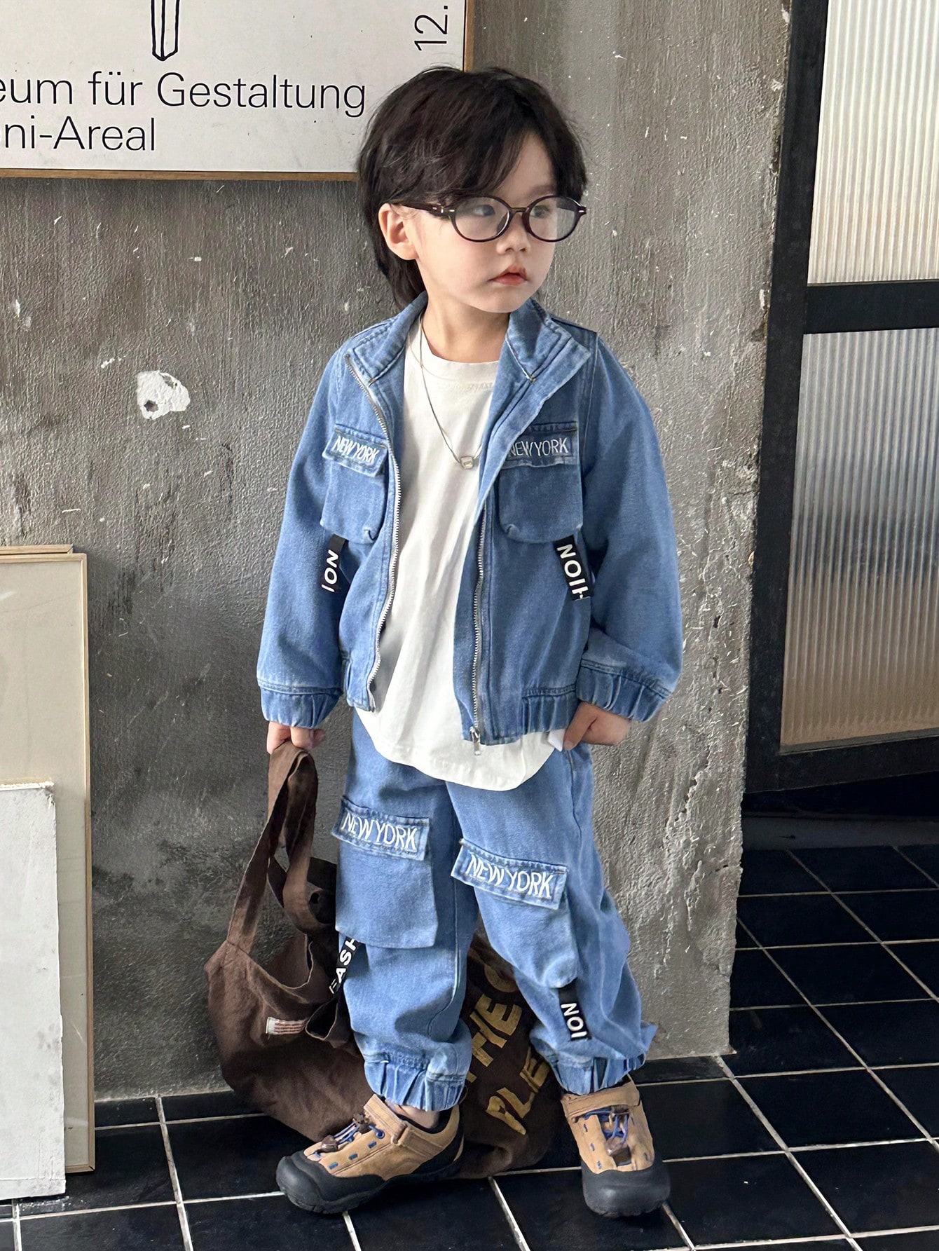 Young Boys Denim Two-piece Outfits