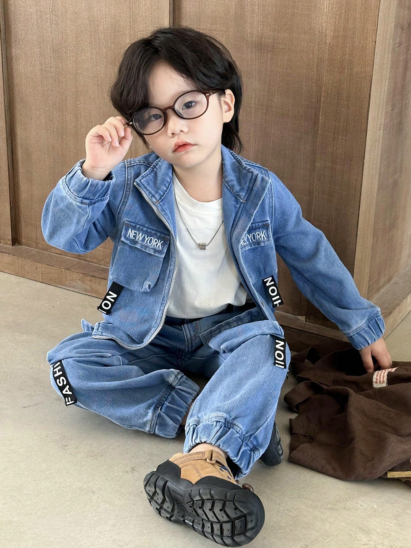 Young Boys Denim Two-piece Outfits