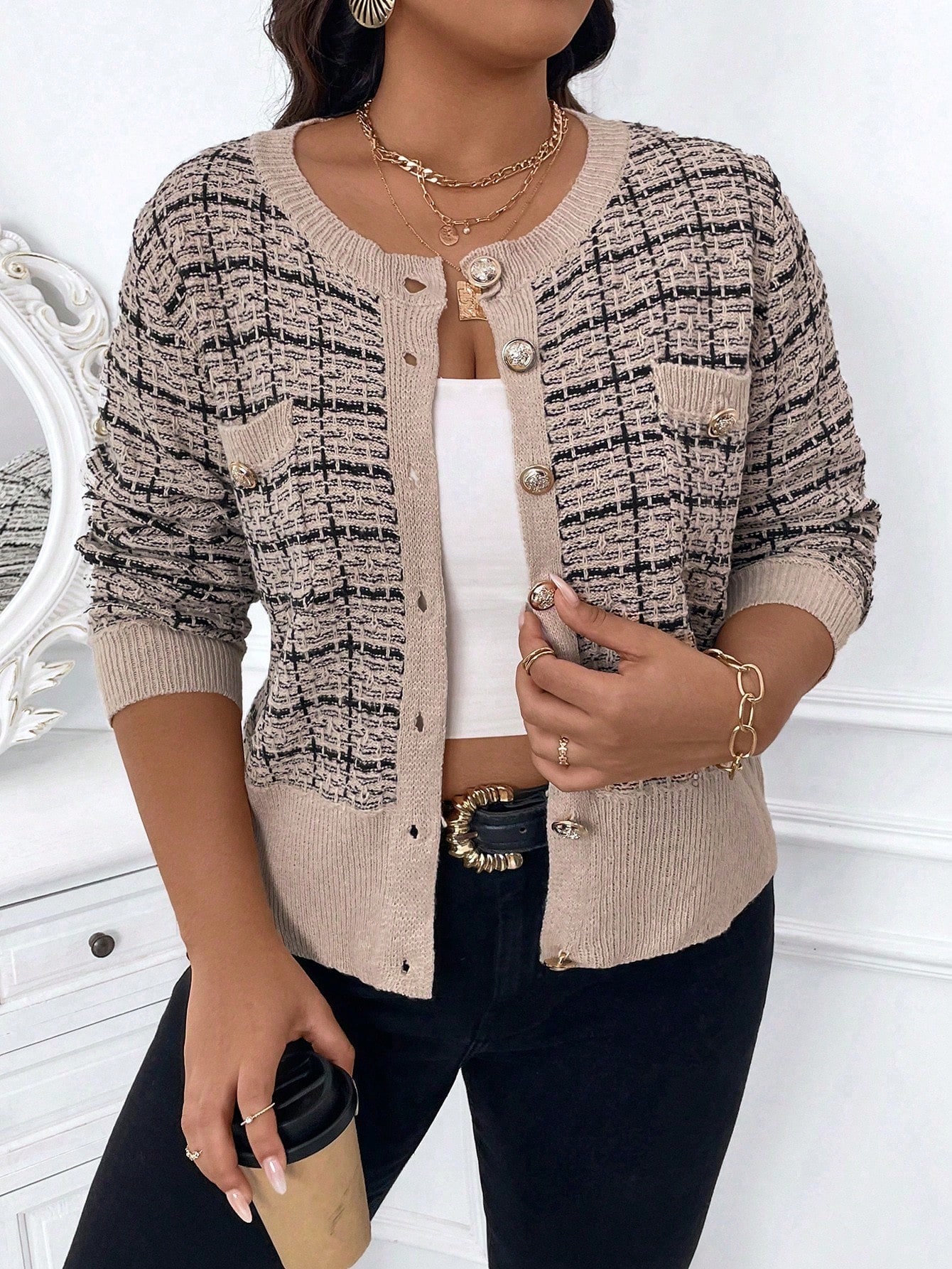 In Long Sleeve Plus Size Cardigans