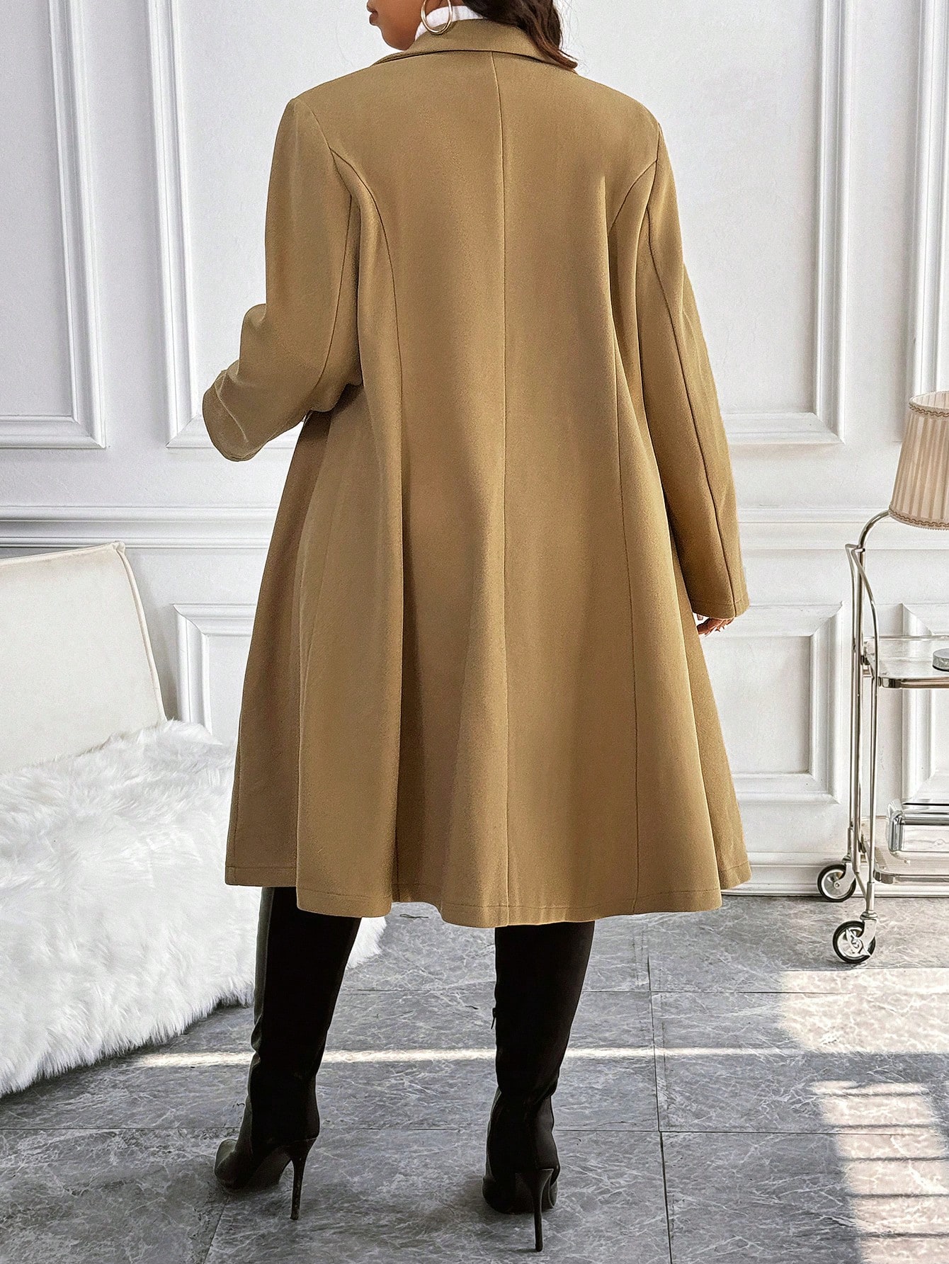 In Long Sleeve Plus Size Overcoats