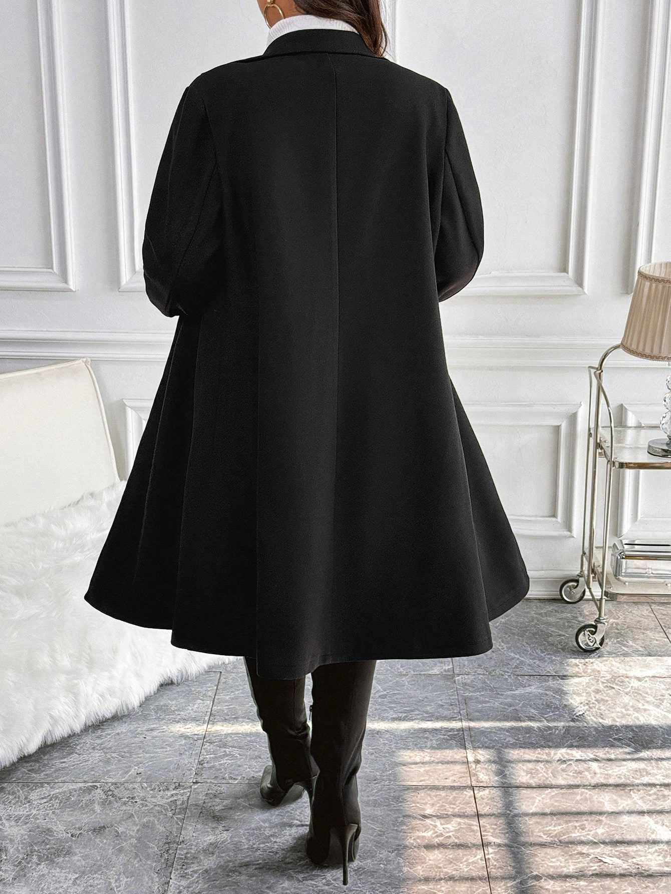 In Long Sleeve Plus Size Overcoats