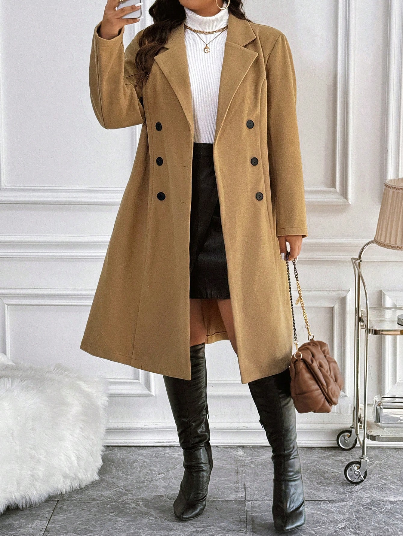 In Long Sleeve Plus Size Overcoats