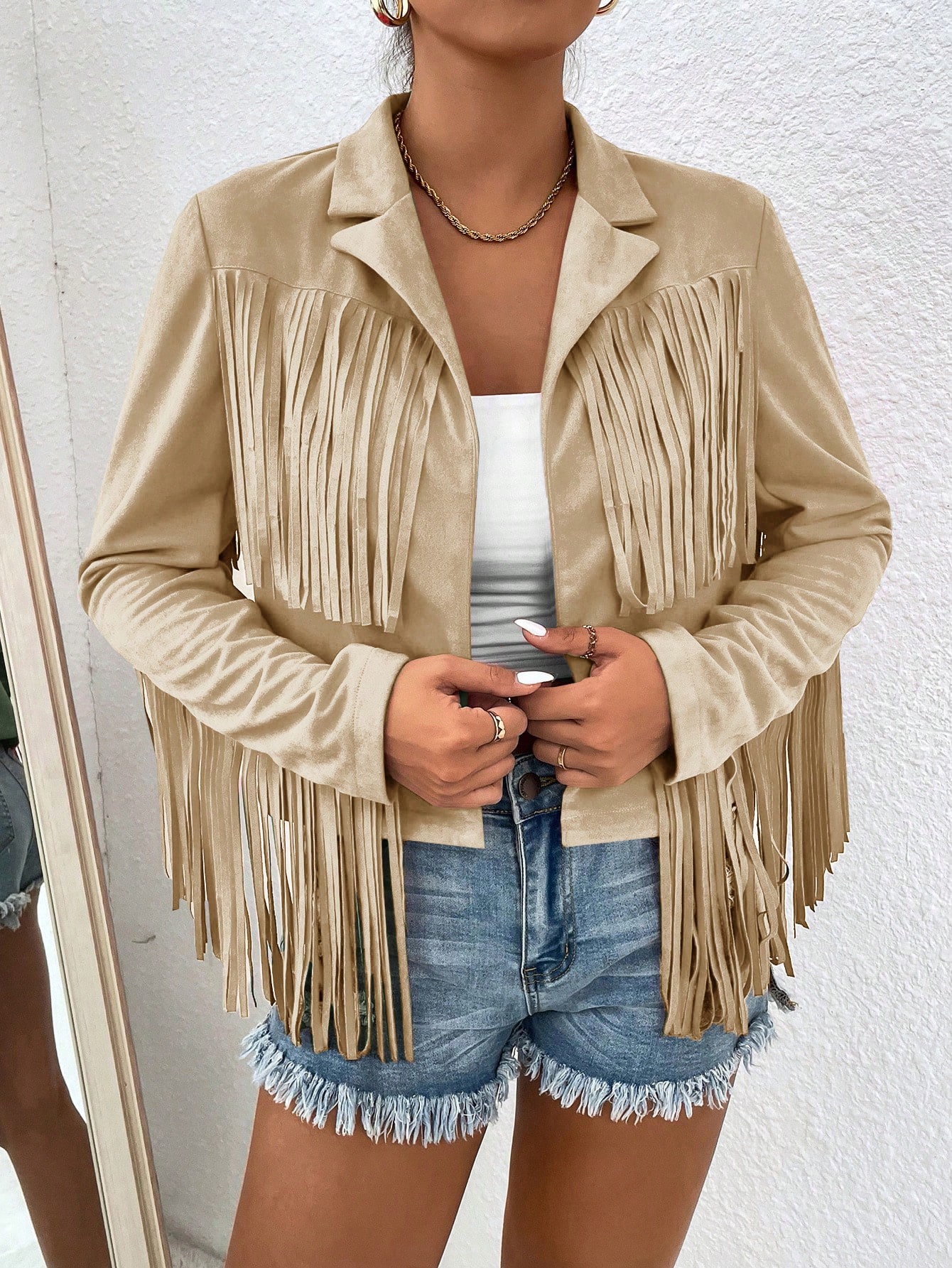 In Beige Women Outerwear