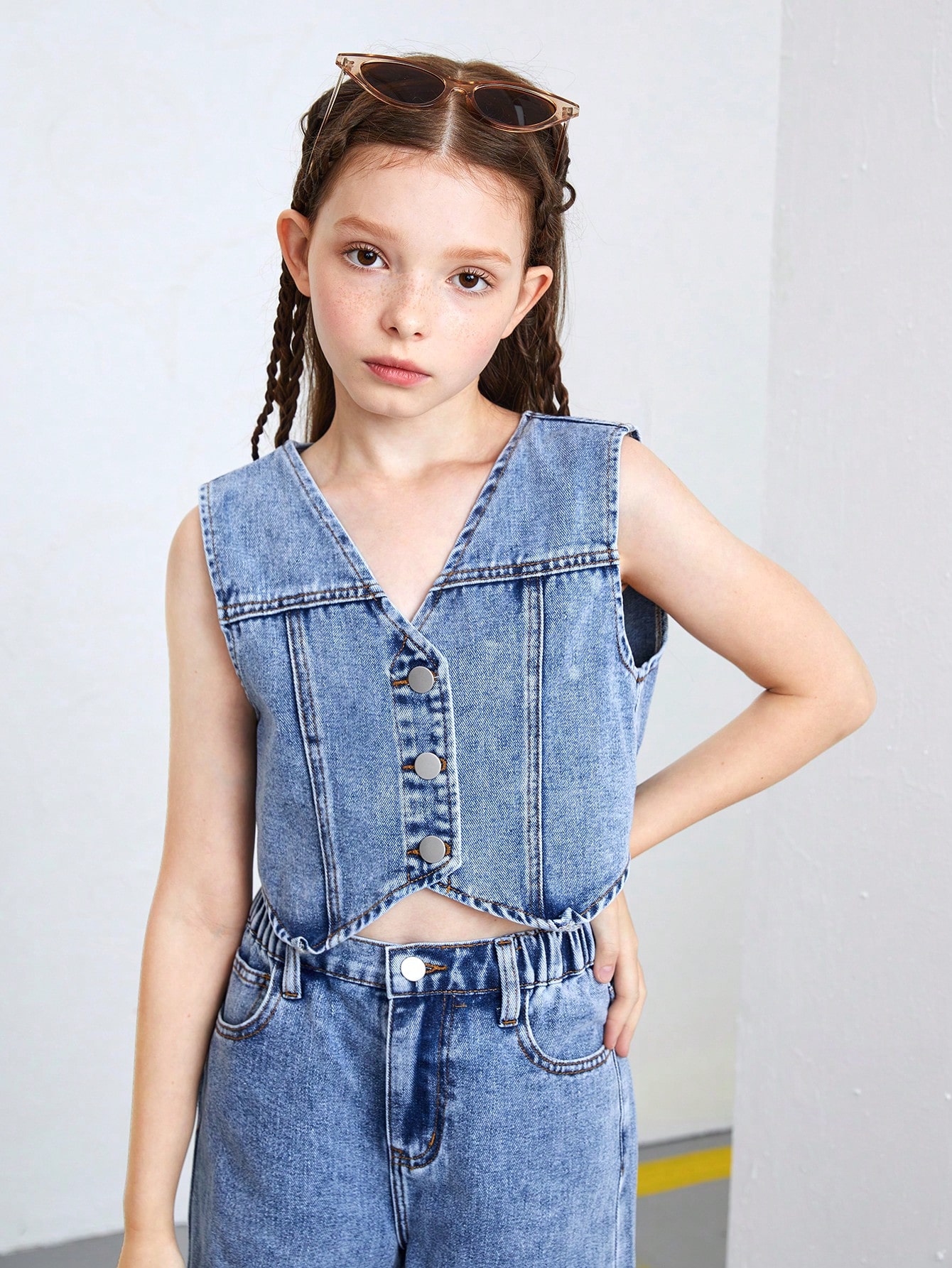 Tween Girls Denim Two-piece Outfits