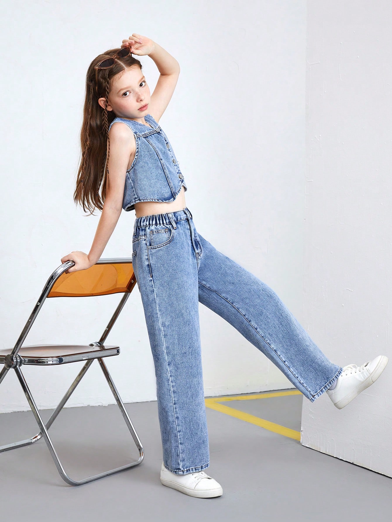 Tween Girls Denim Two-piece Outfits