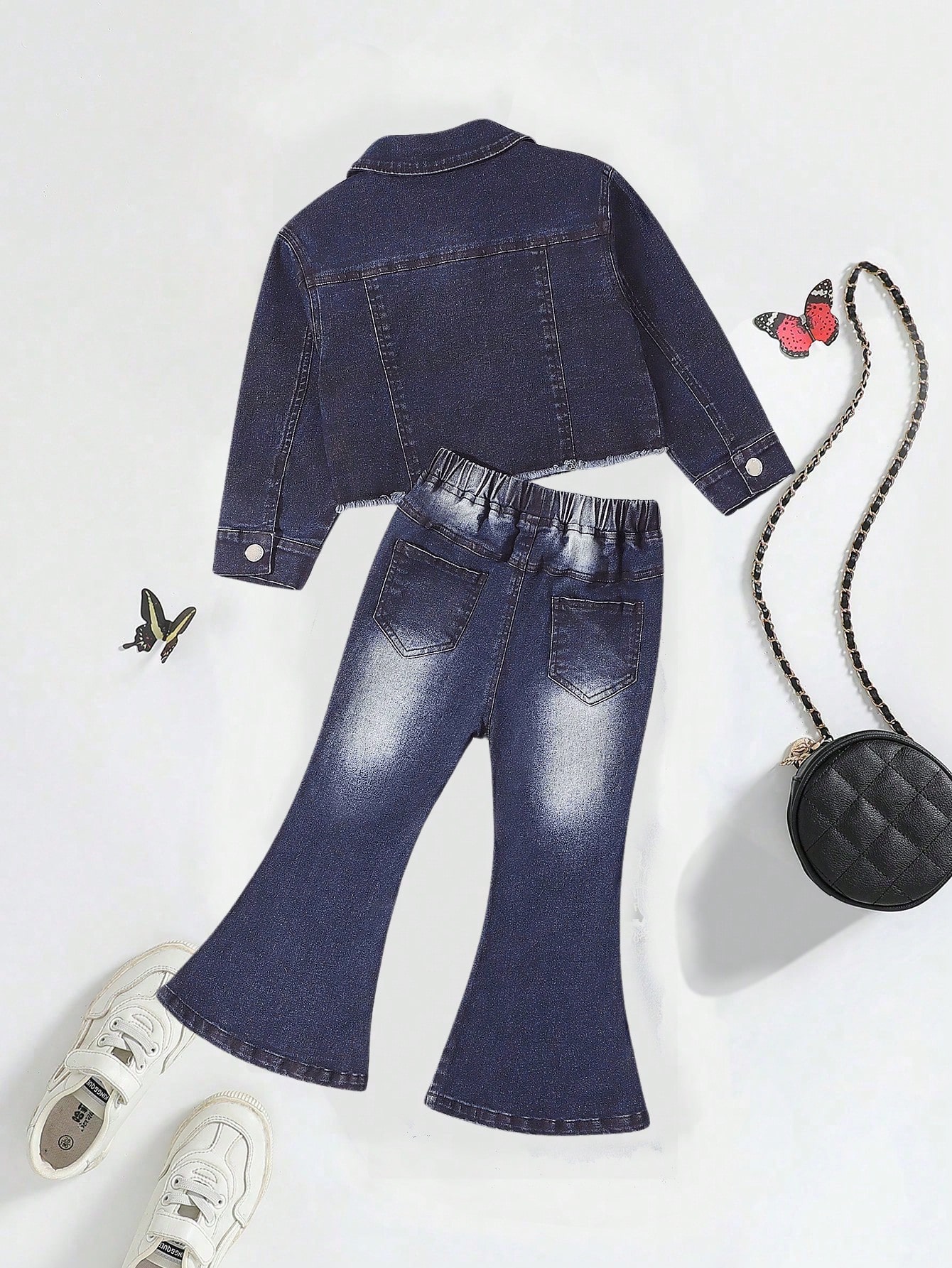 Young Girls Denim Two-piece Outfits