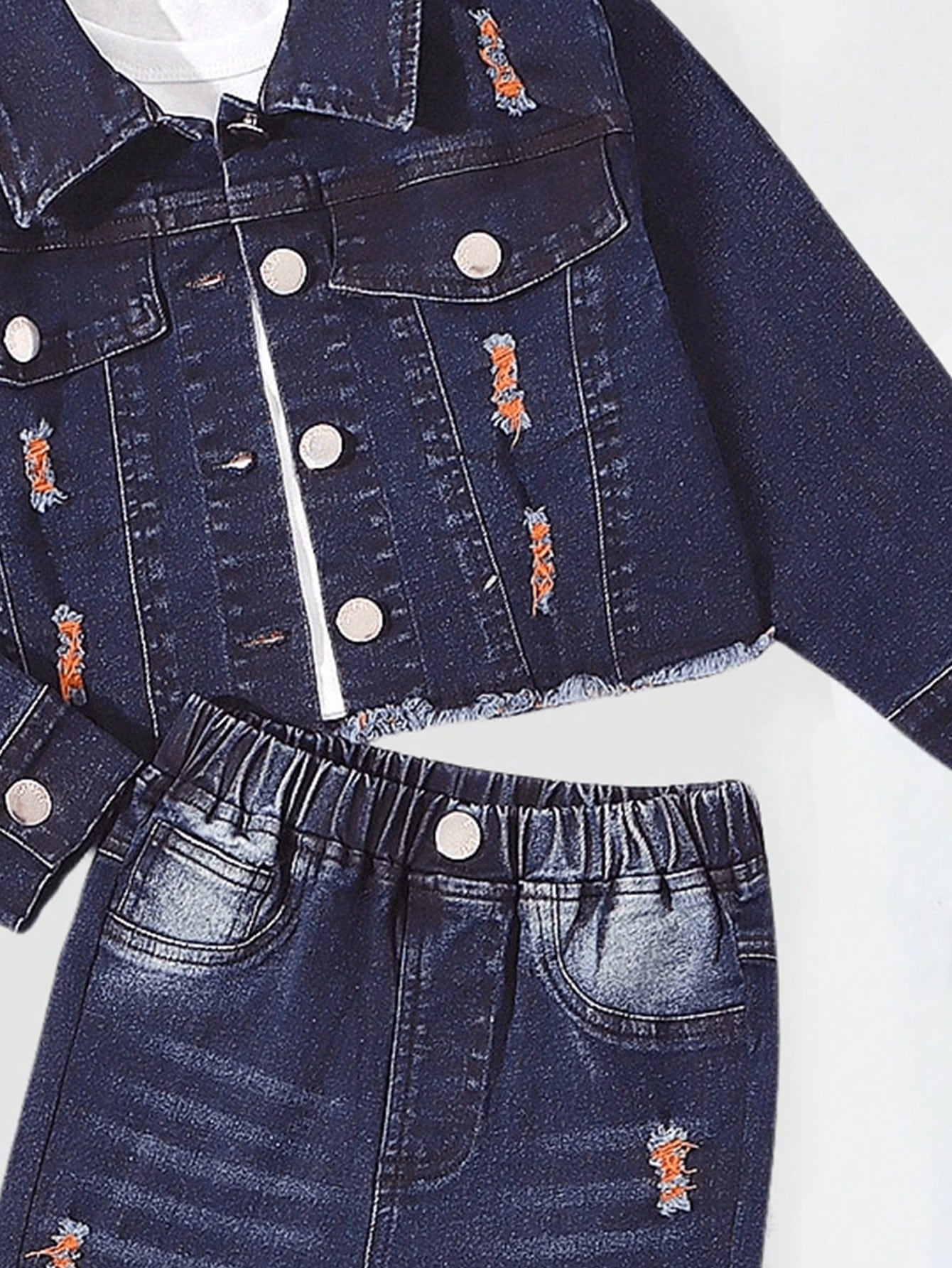 Young Girls Denim Two-piece Outfits