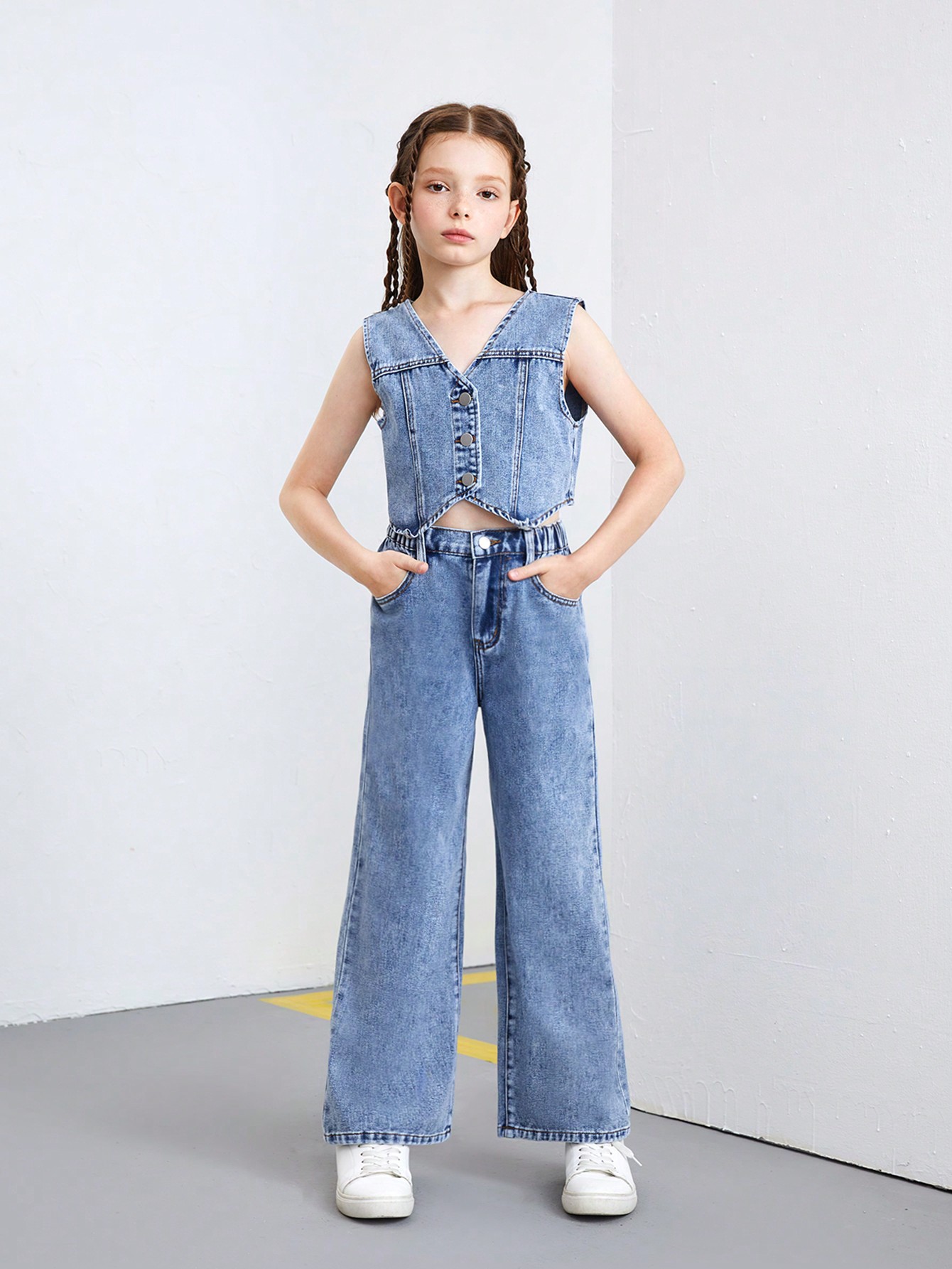 Tween Girls Denim Two-piece Outfits