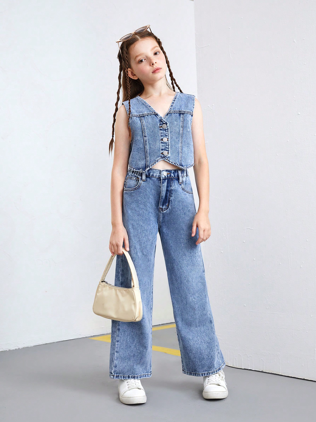 Tween Girls Denim Two-piece Outfits