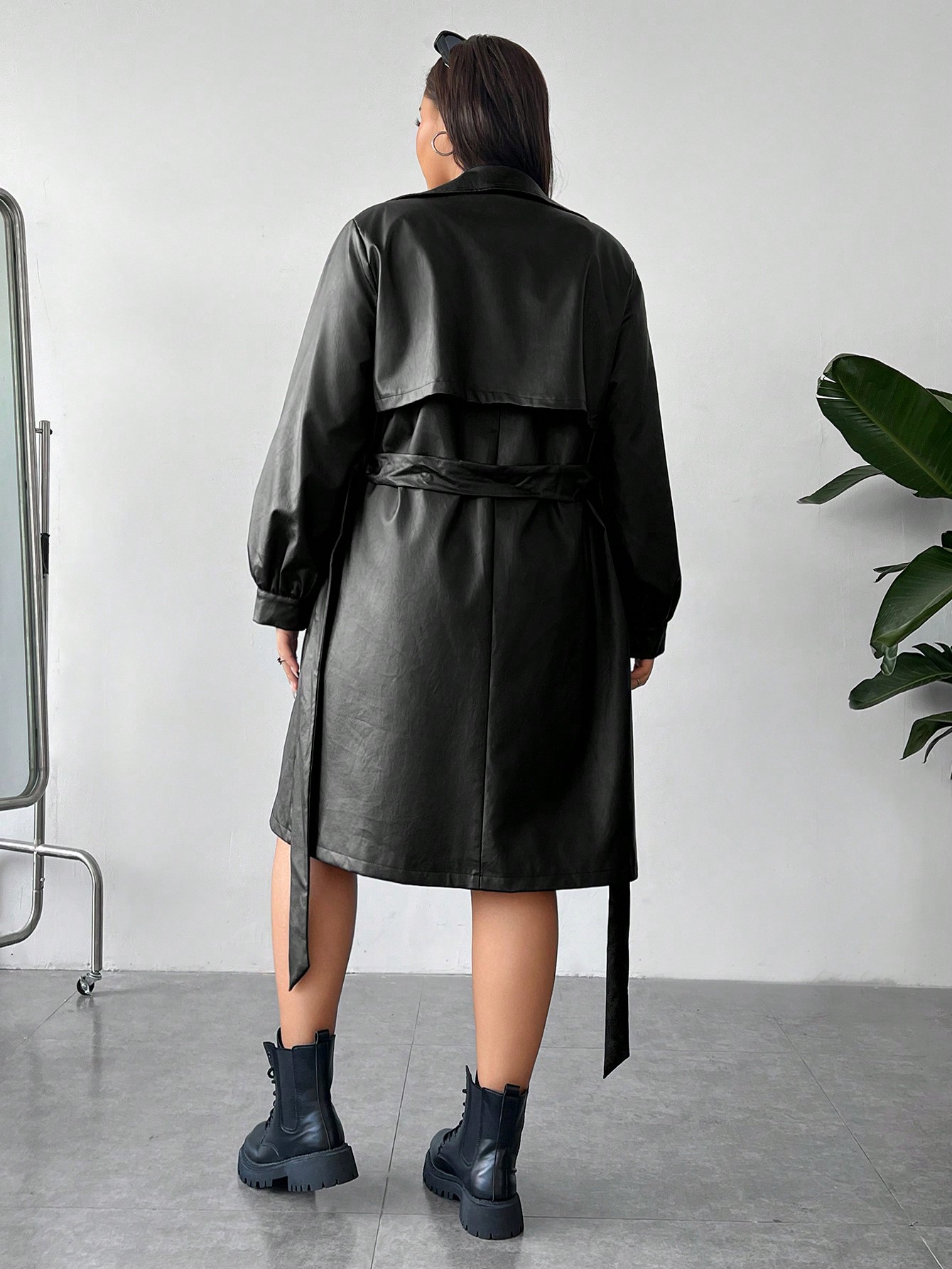 In Long Sleeve Plus Size Trench Coats