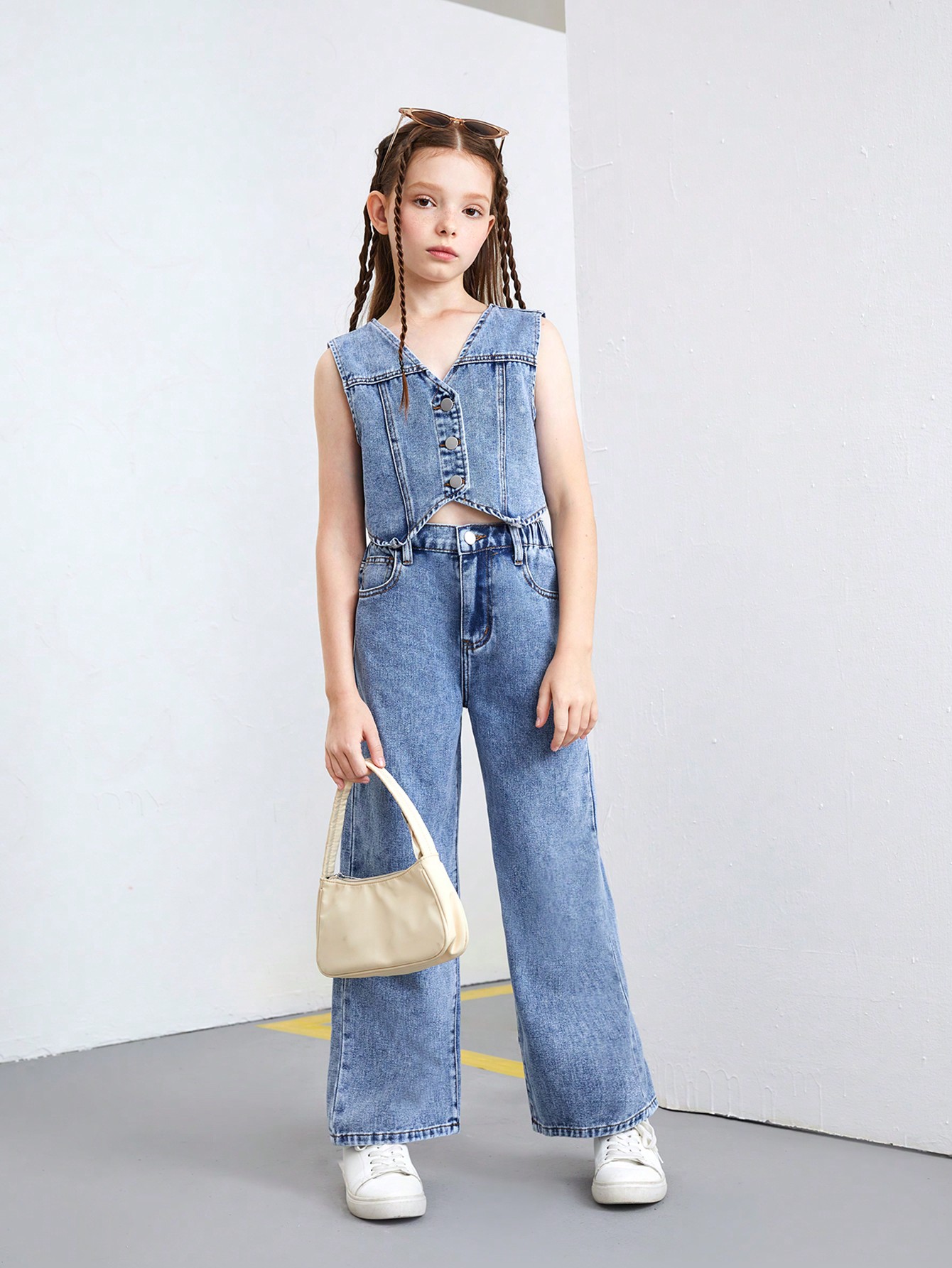 Tween Girls Denim Two-piece Outfits