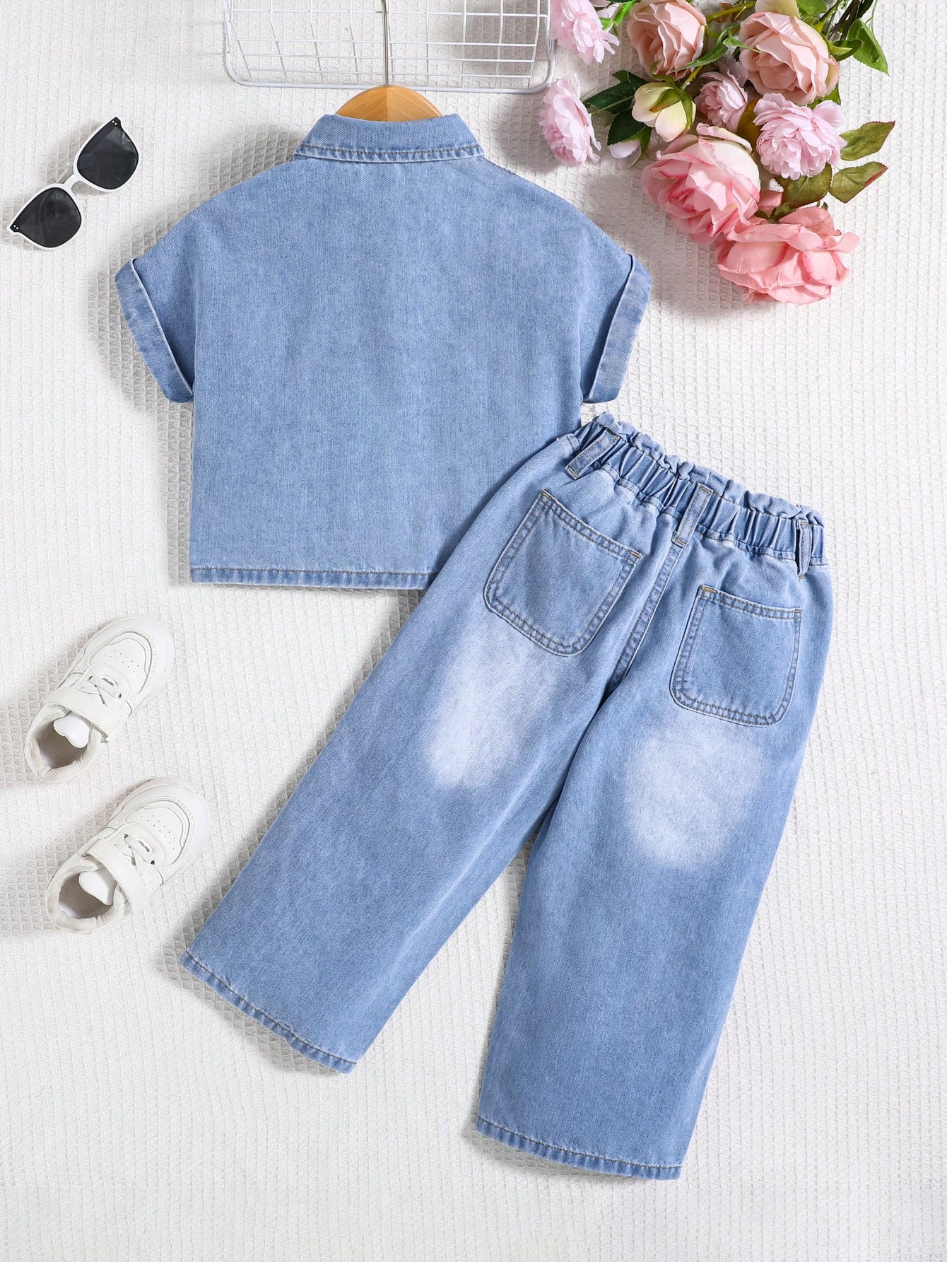 Young Girls Denim Two-piece Outfits