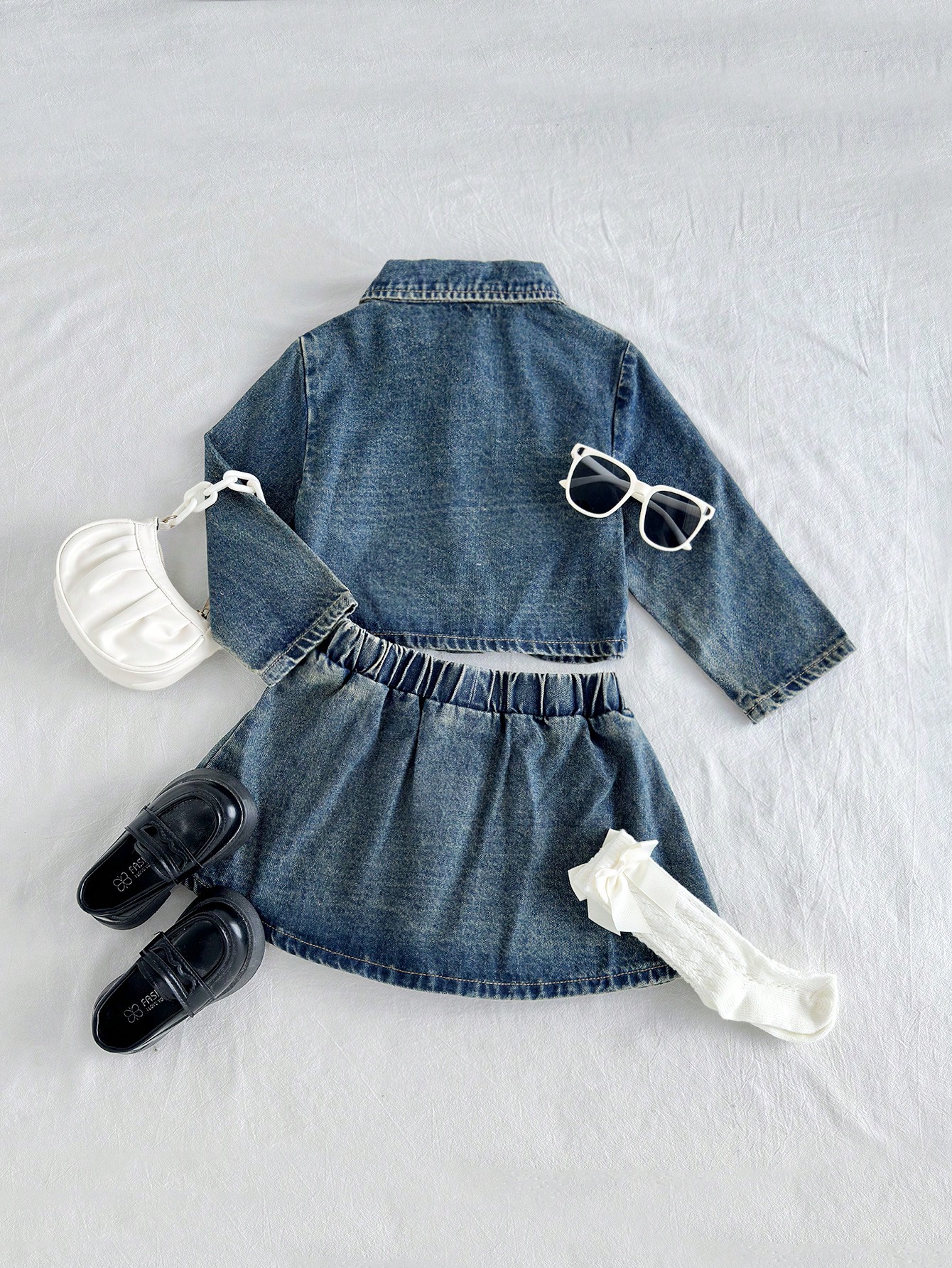 Young Girls Denim Two-piece Outfits