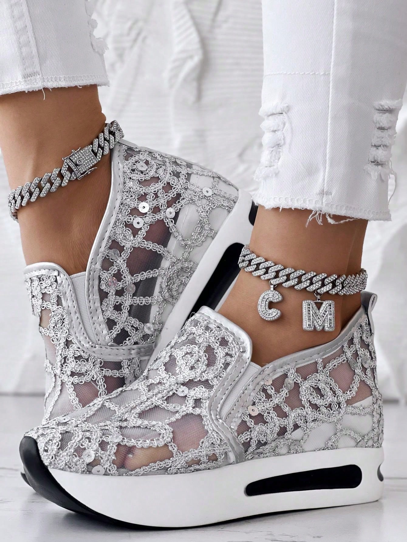 In Silver Women Wedges & Flatform