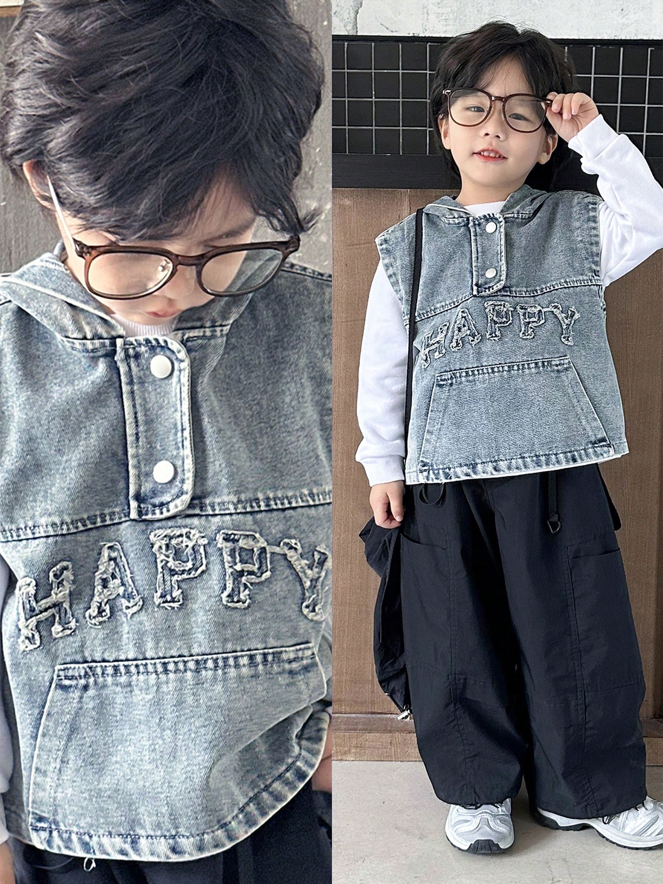 Young Boys Denim Two-piece Outfits