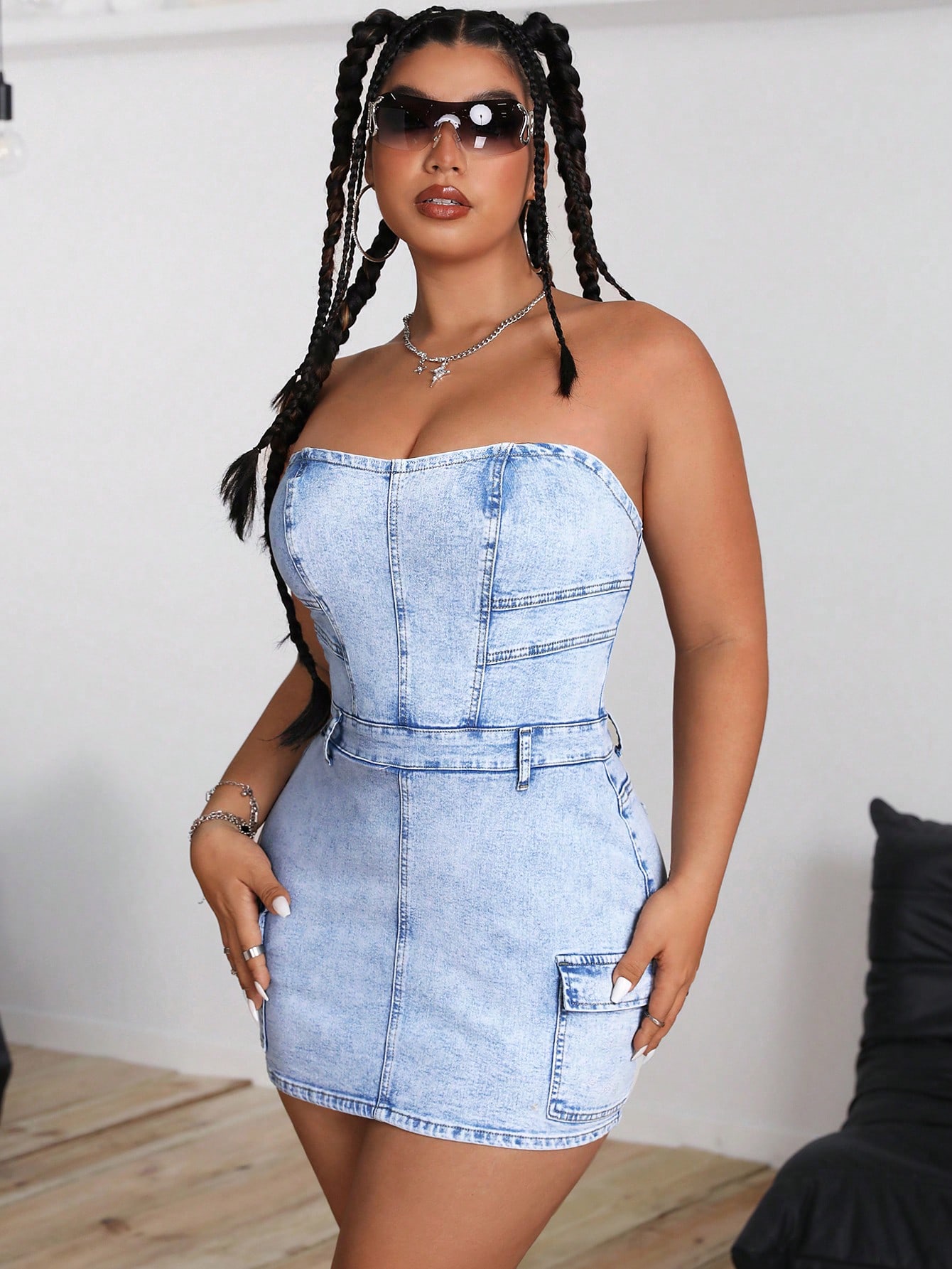 In Sexy Plus Size Denim Dresses