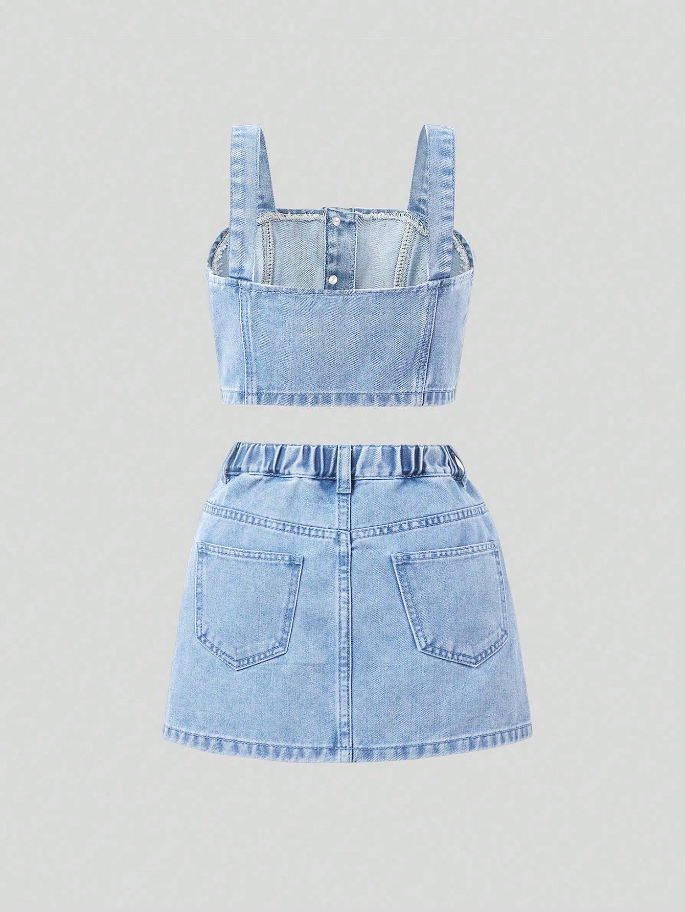 Tween Girls Denim Two-piece Outfits