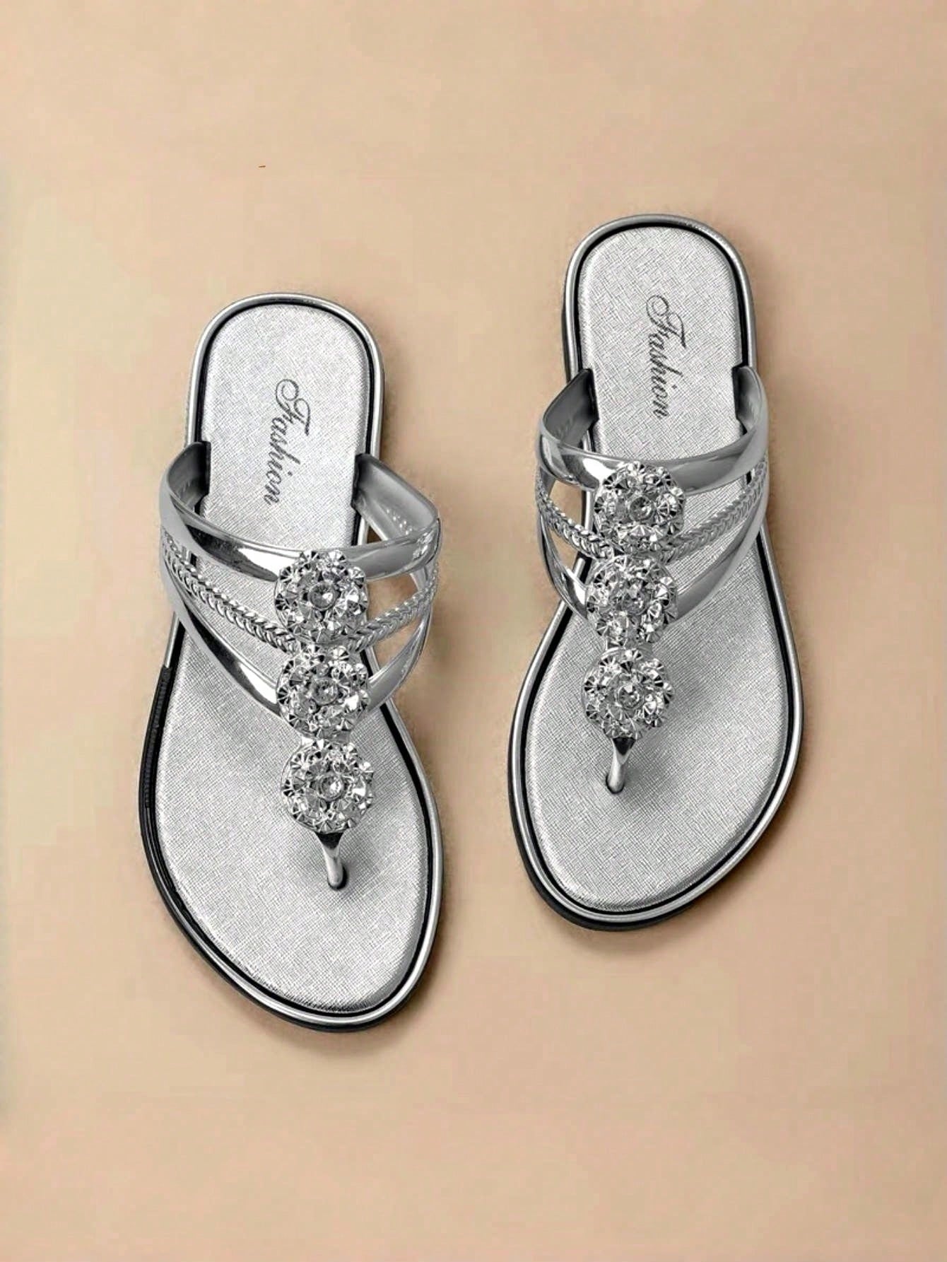 In Silver Women Slippers