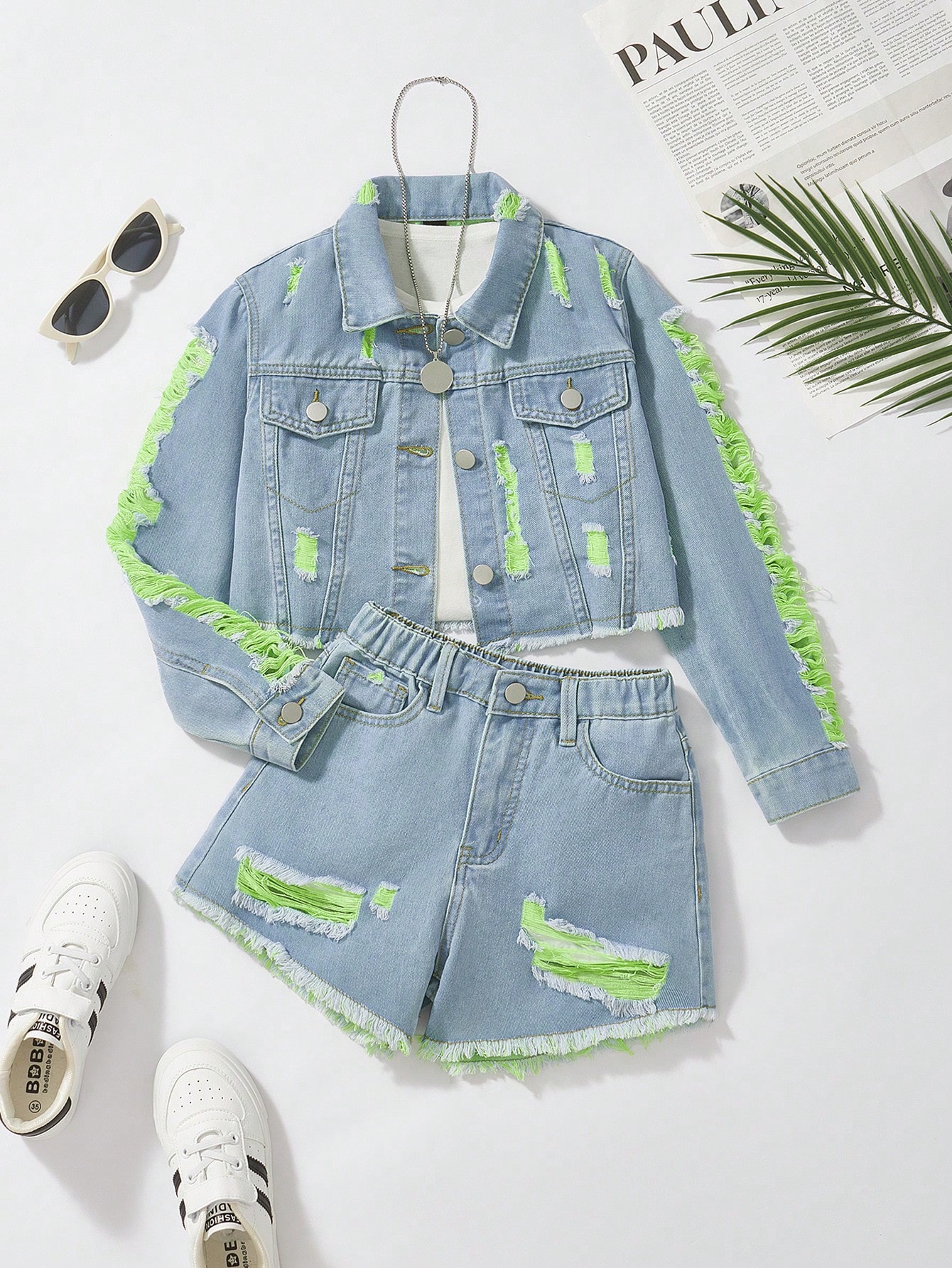 Tween Girls Denim Two-piece Outfits