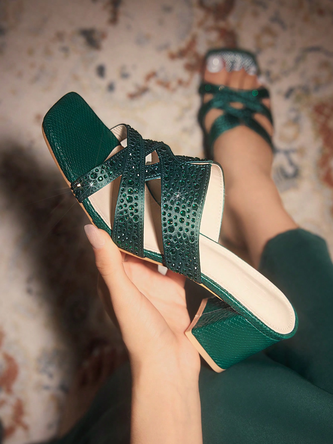 In Dark Green Women Shoes