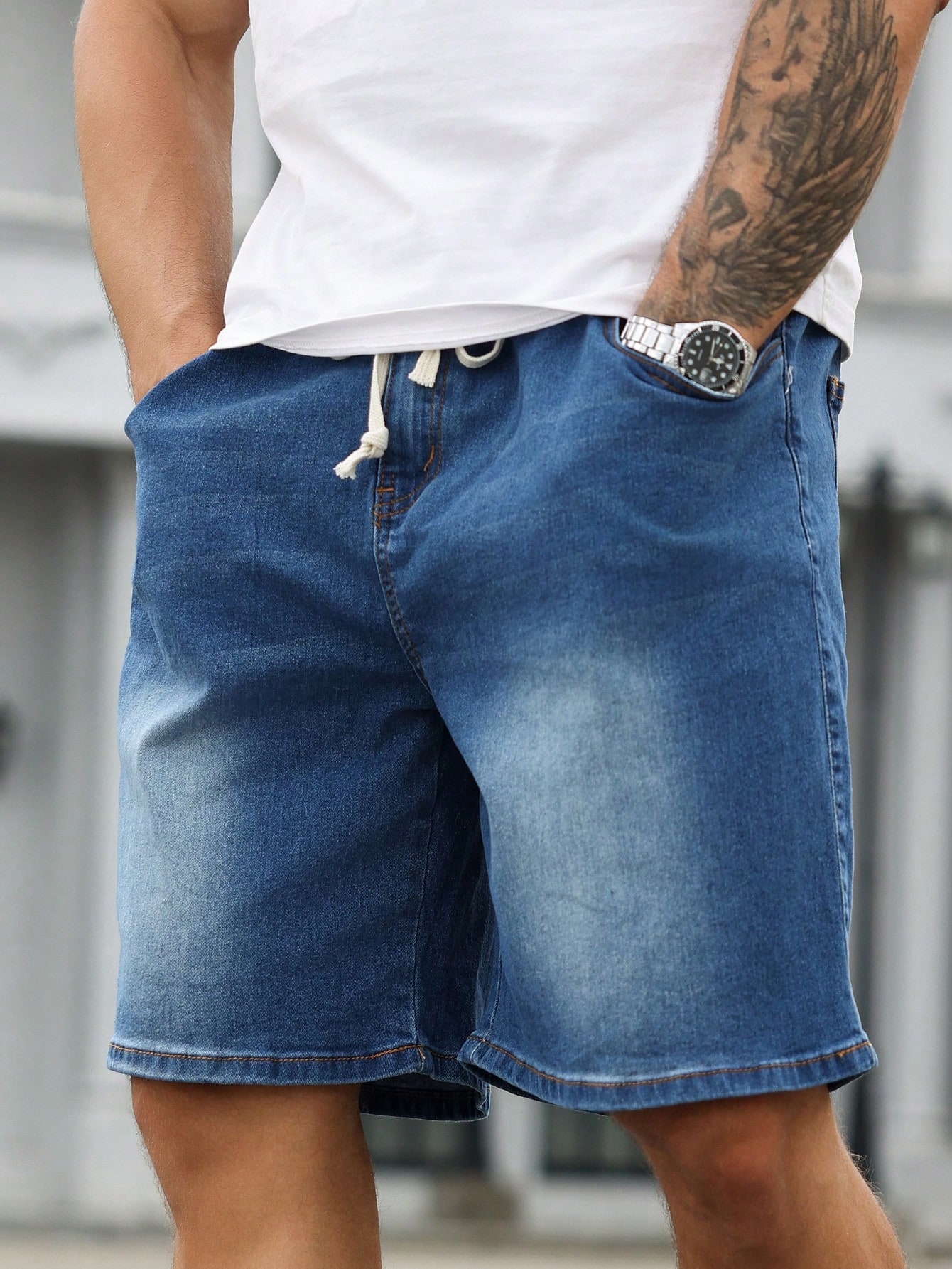 Men Plus Size Denim Shorts