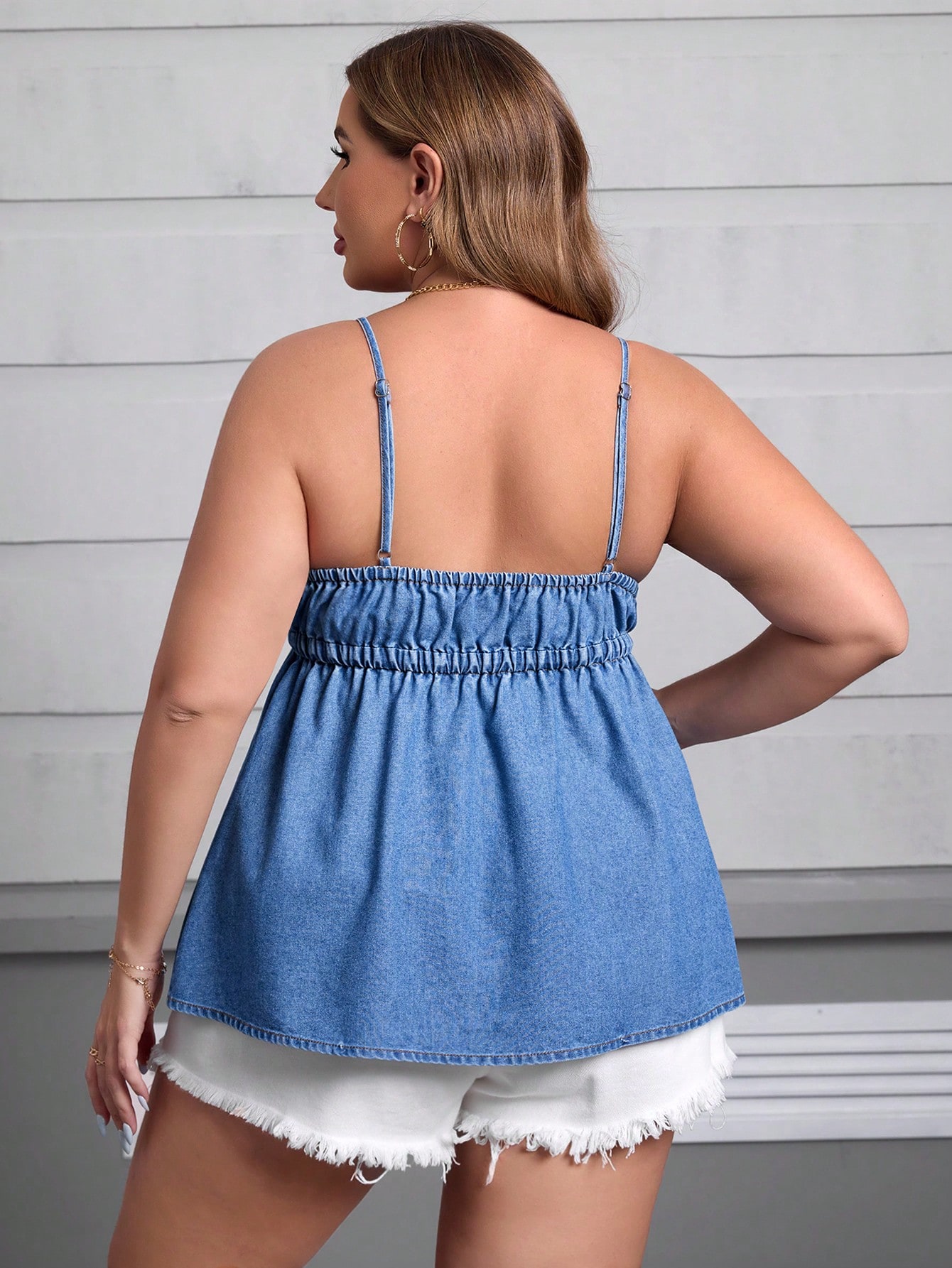 In Blue Plus Size Denim Tops