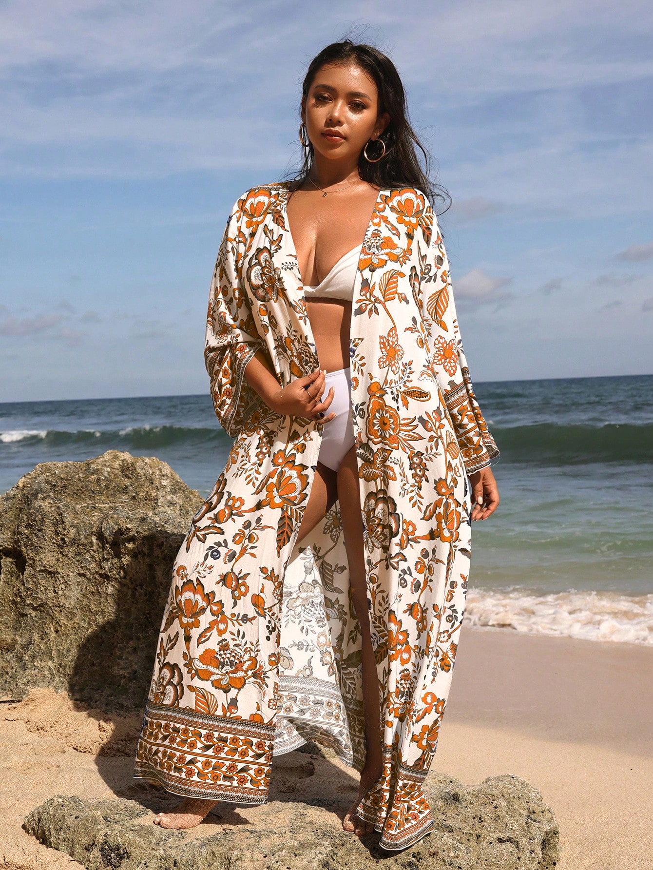 In Long Sleeve Plus Size Kimonos