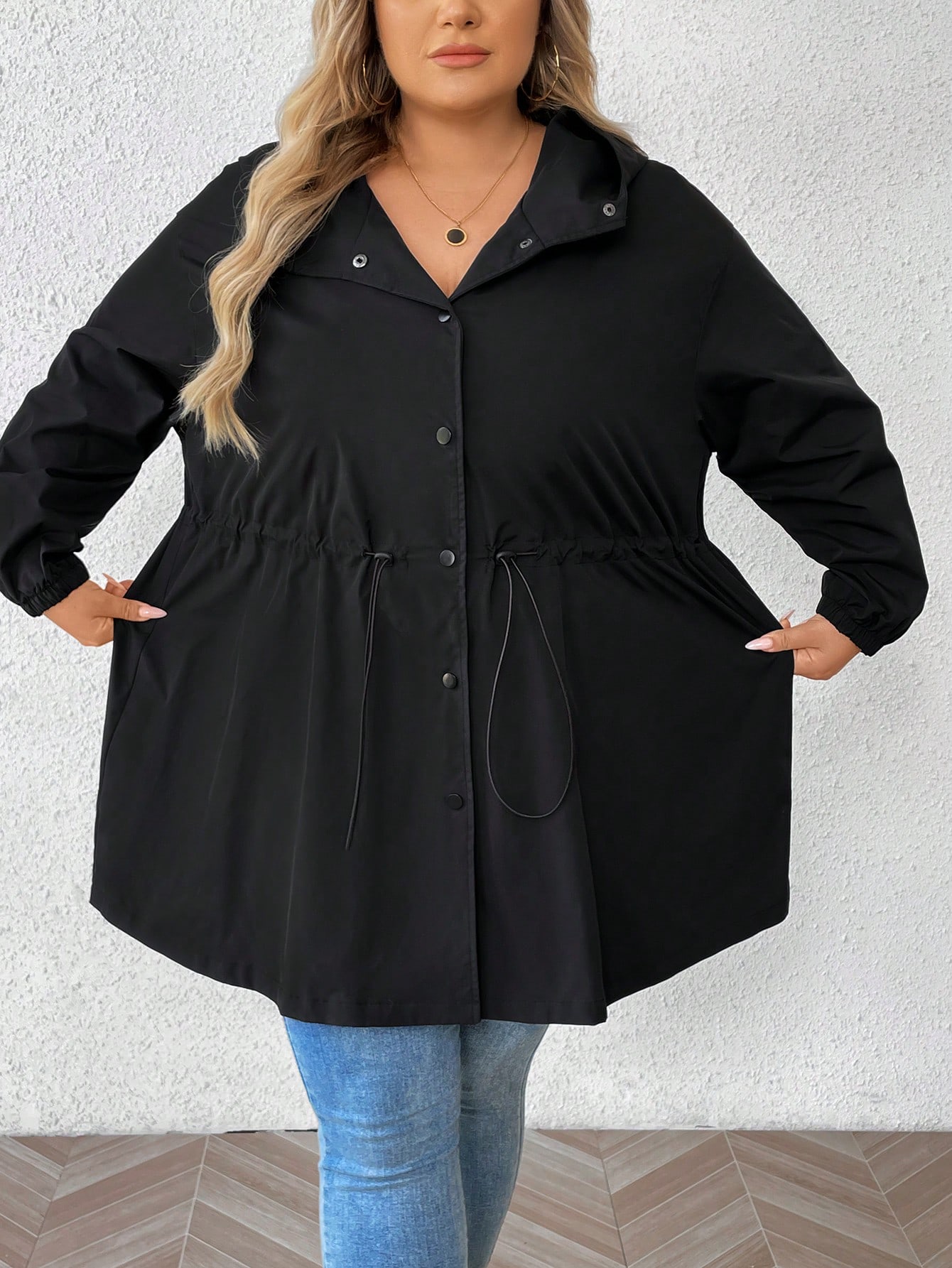 In Long Sleeve Plus Size Trench Coats