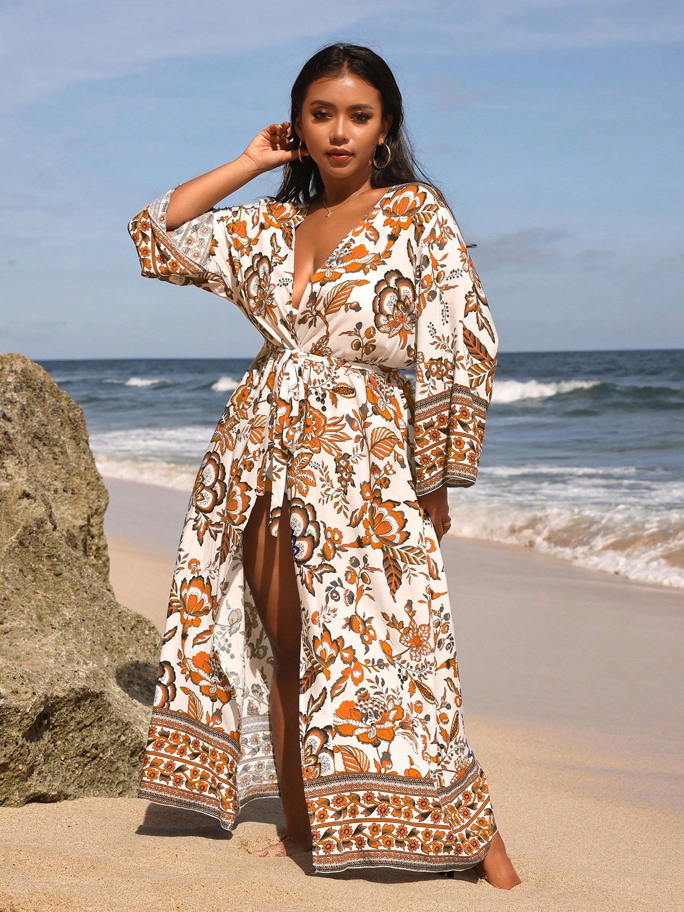 In Long Sleeve Plus Size Kimonos