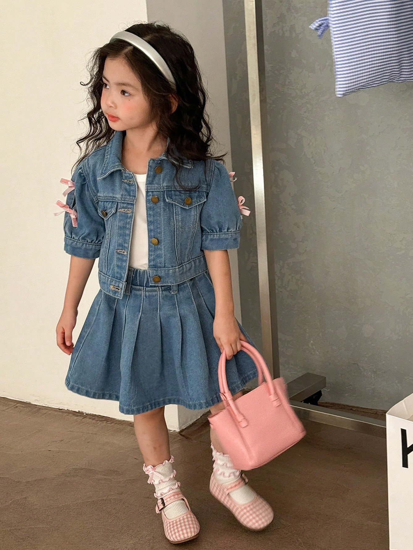 Young Girls Denim Two-piece Outfits