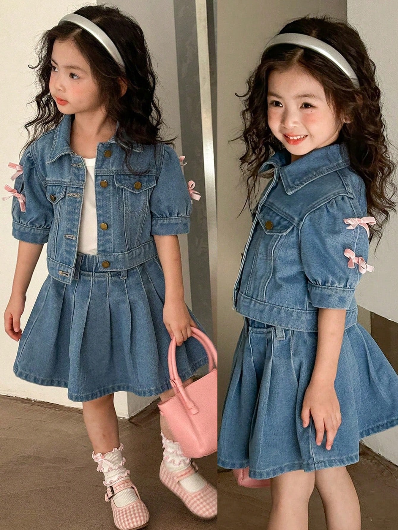 Young Girls Denim Two-piece Outfits