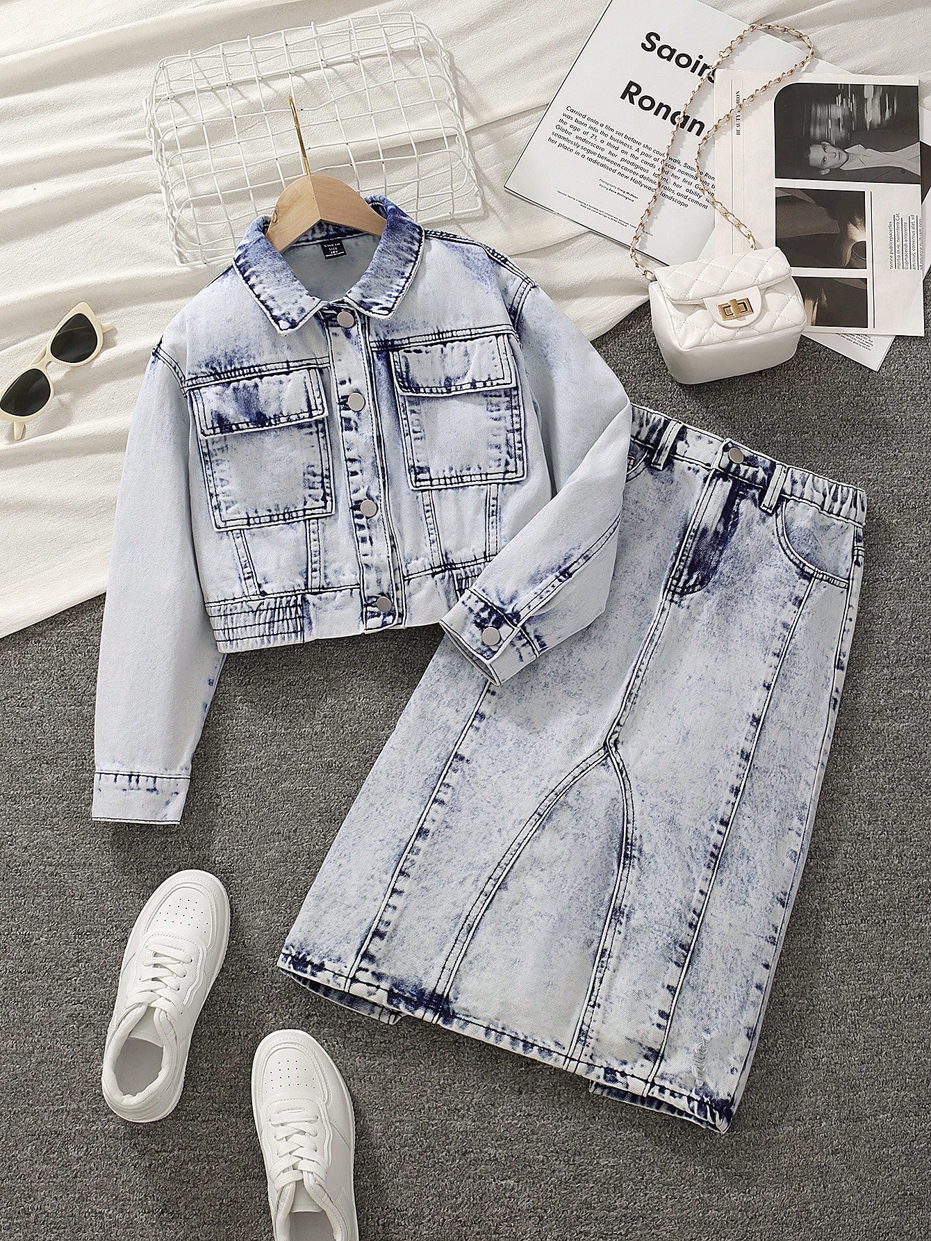 Tween Girls Denim Two-piece Outfits