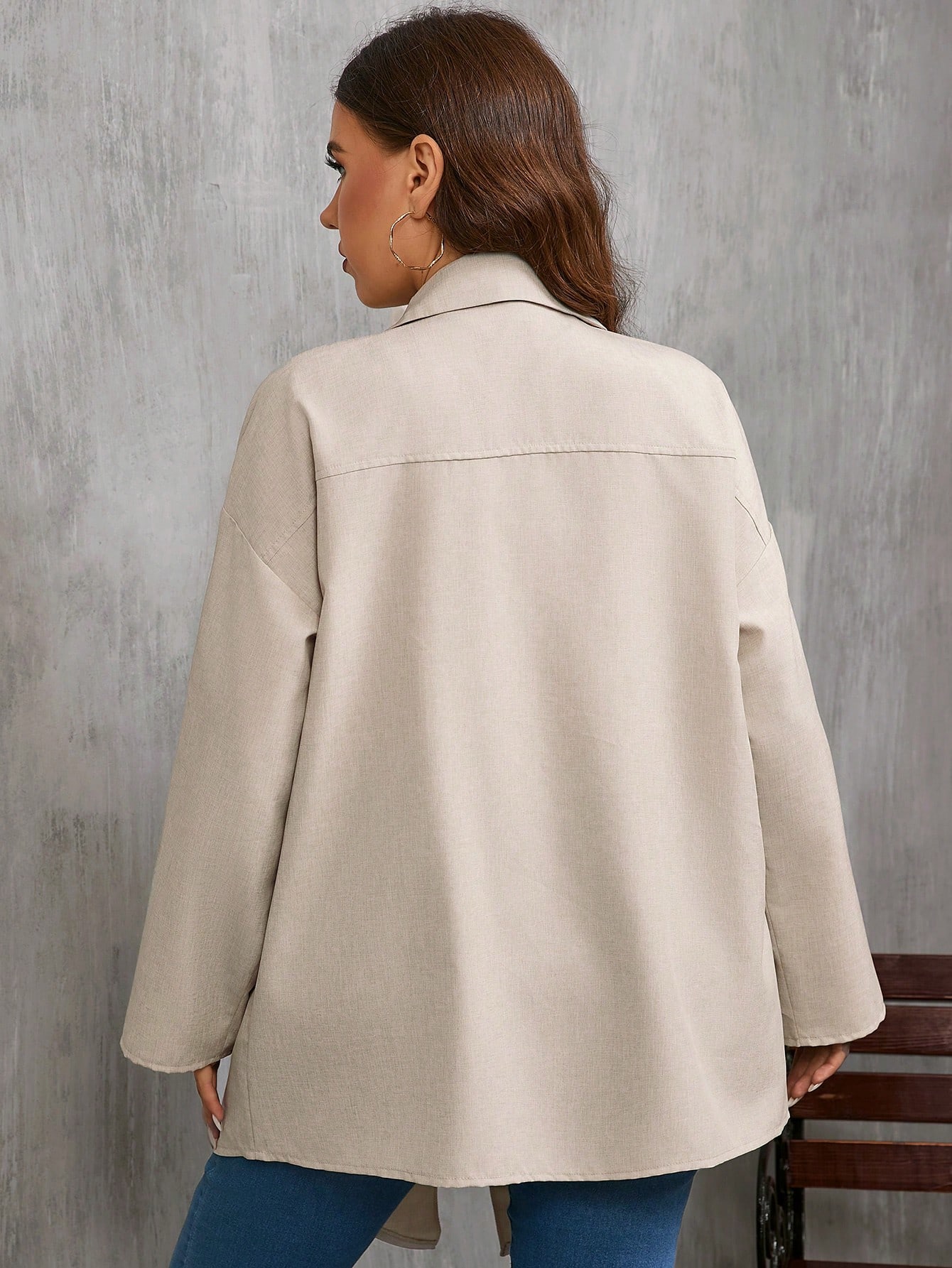 In Long Sleeve Plus Size Trench Coats