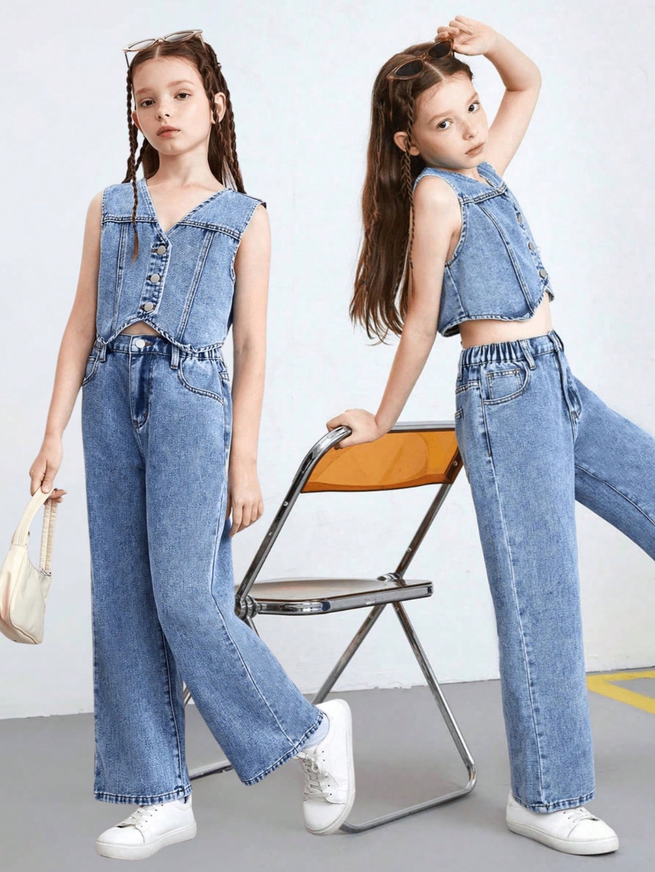 Tween Girls Denim Two-piece Outfits