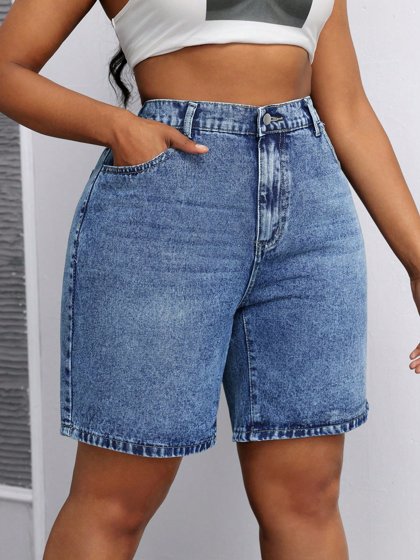 Plus Size Denim Shorts