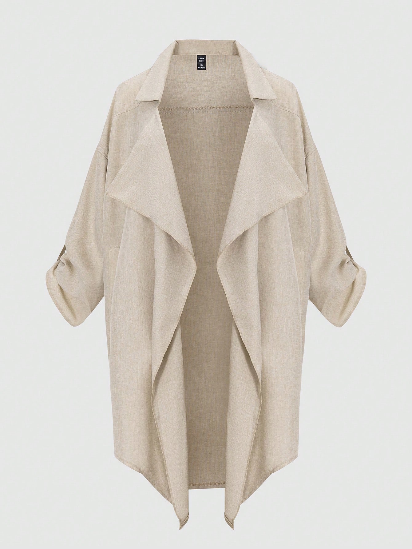 In Long Sleeve Plus Size Trench Coats