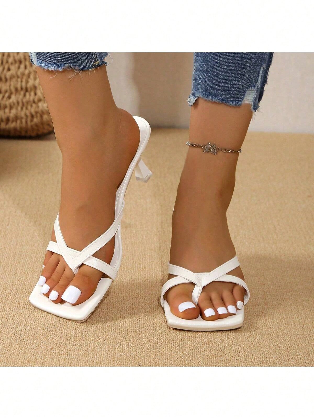 In White Women Heeled Sandals