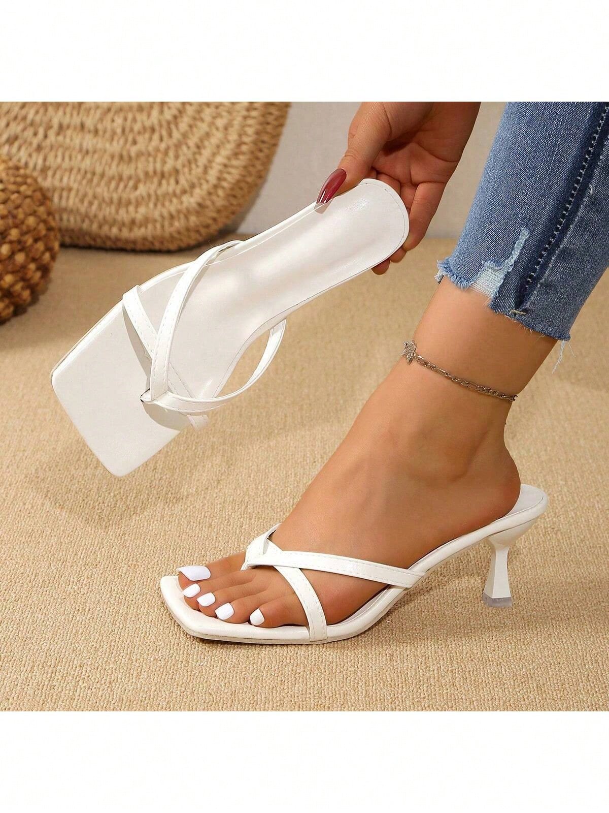 In White Women Heeled Sandals